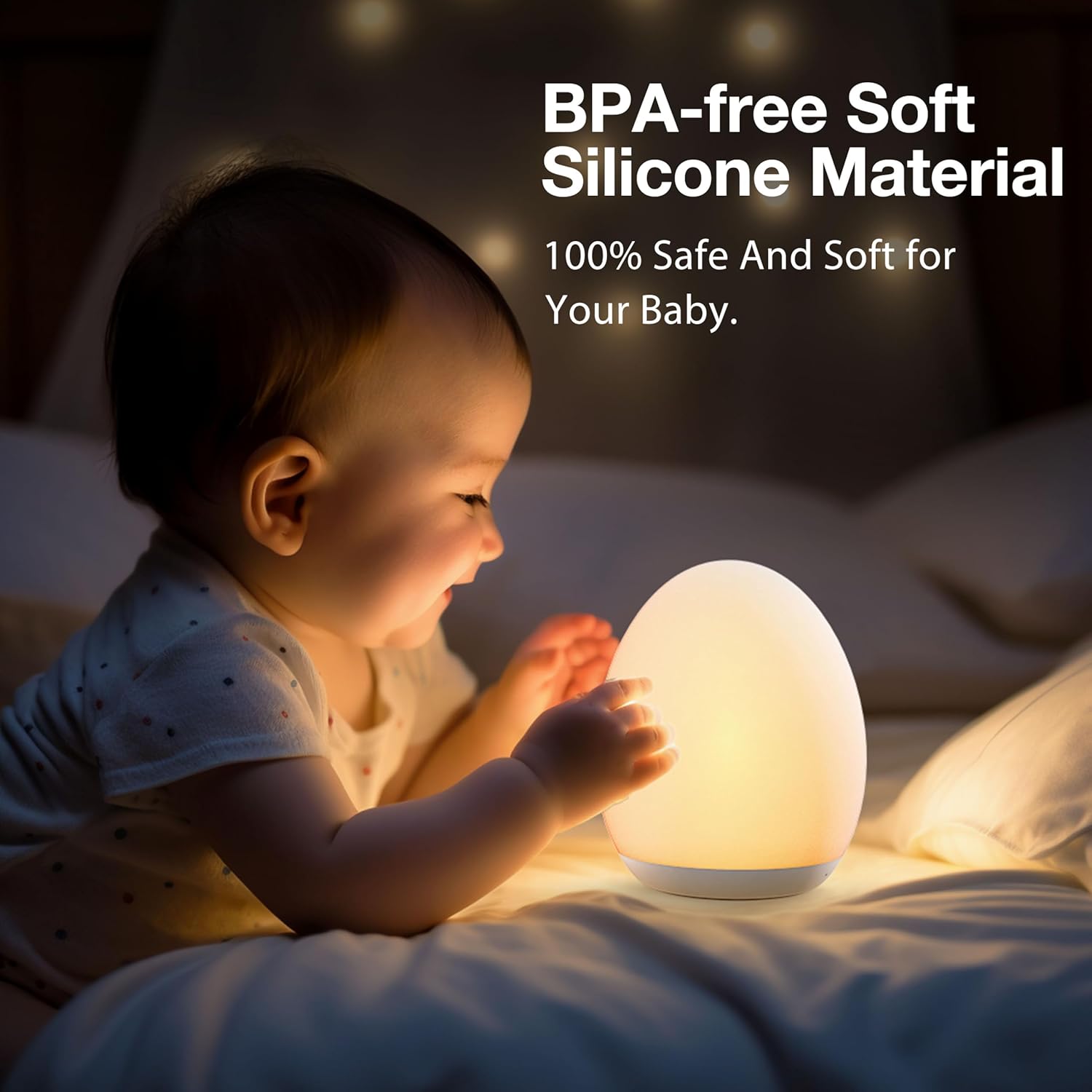 JolyWell Night Light for Kids, Baby Night Light with 7 Colors Changing Mode & SteTLess Dimming, Nursery Night Light BPA Free,Rechargeable Egg Night Light for Breastfeeding 1h Timer & Touch Control