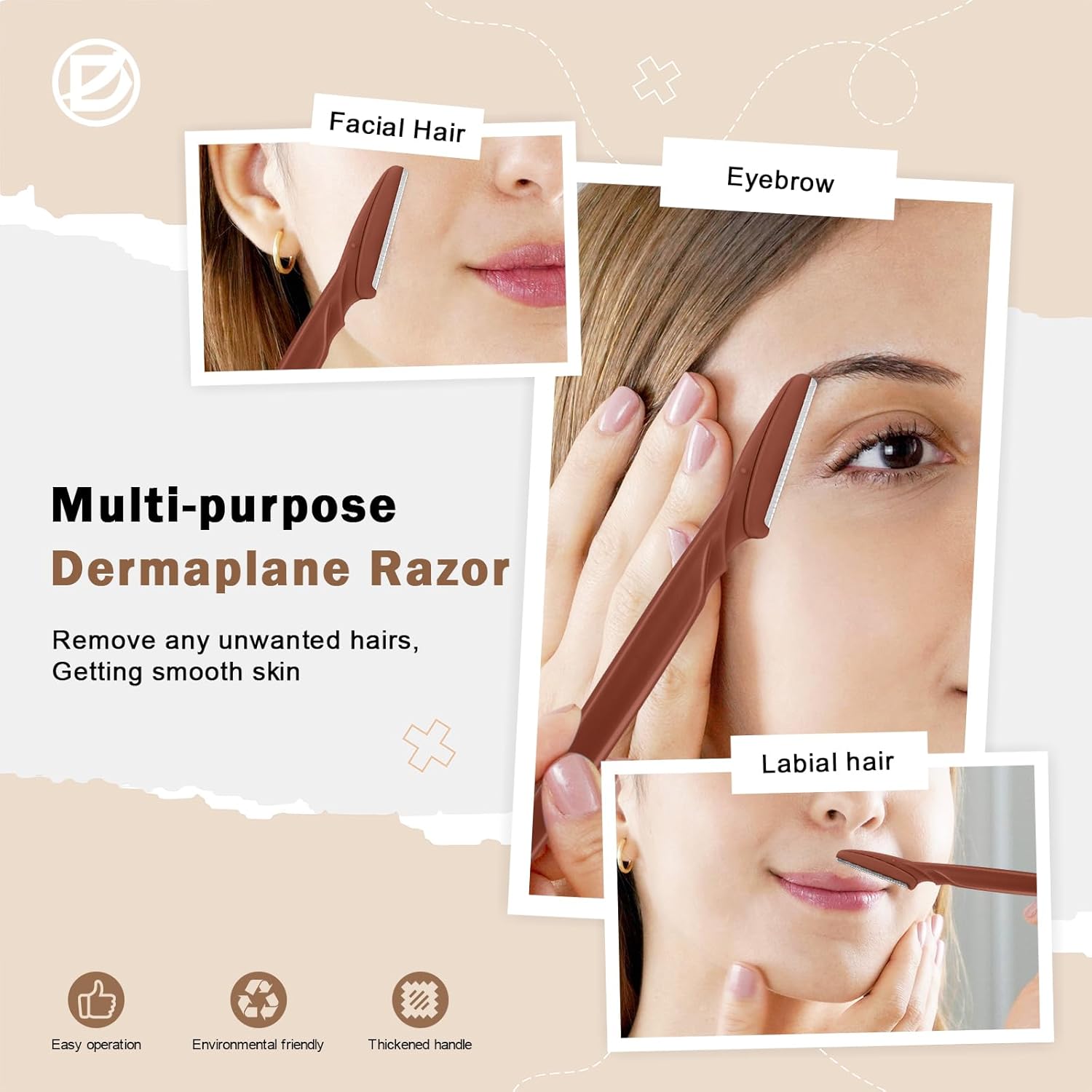D DermaTLane Razor for Women Face - 6PCS Face Razors for Women - Eyebrow Razor with Precision Cover - Face Shaver for Men - Facial Hair Removal for Men - Neutral