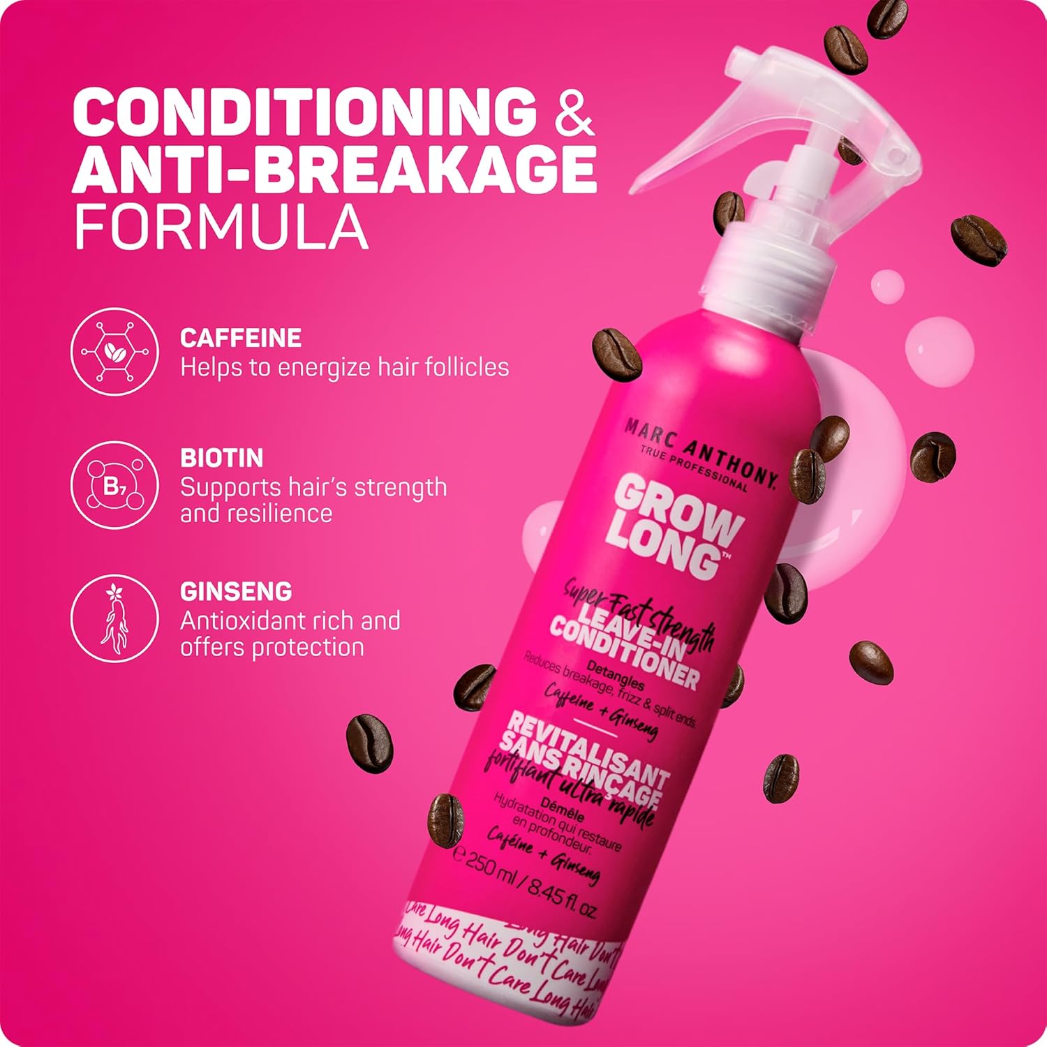 Marc Anthony Leave-In Hair Conditioner Spray for Long & Detangled Hair, Grow Long - Moisturizing & Deep Conditioning Detangler Spray with Biotin For STLit Ends, Breakage & Reduces Frizz