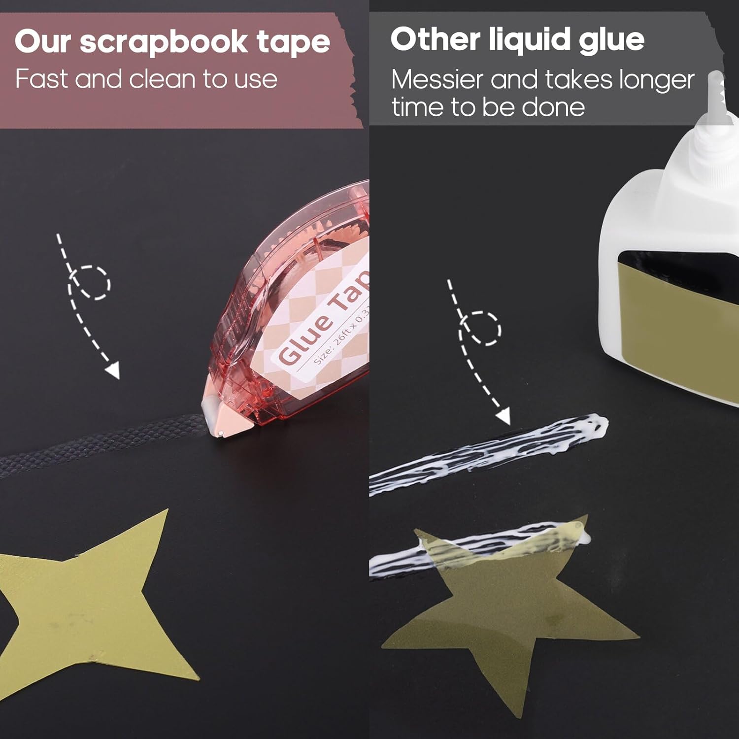 Secopad Scrapbook Tape, 4 Pack Double Sided Tape Roller for Crafts, Adhesive Glue Runner Scrapbooking SupTLies Journaling School Office Teacher SupTLies, 0.3IN x 26FT, Clear Light-Colored Shell