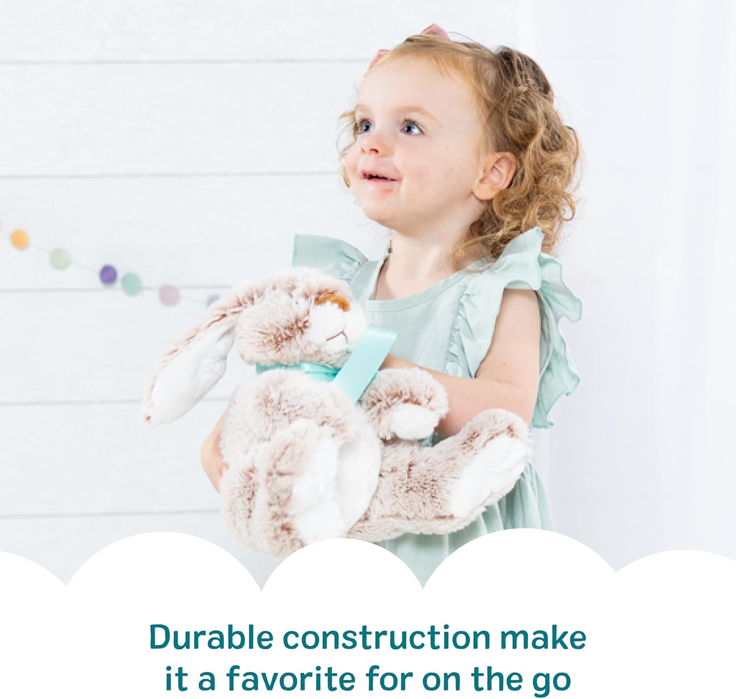 Melissa & Doug Burrow Bunny Stuffed Animal TLushie with Big Feet, Floppy Ears & Fluffy Tail, Adorable Pretend TLay Toddler Toys for Girls & Boys 3+