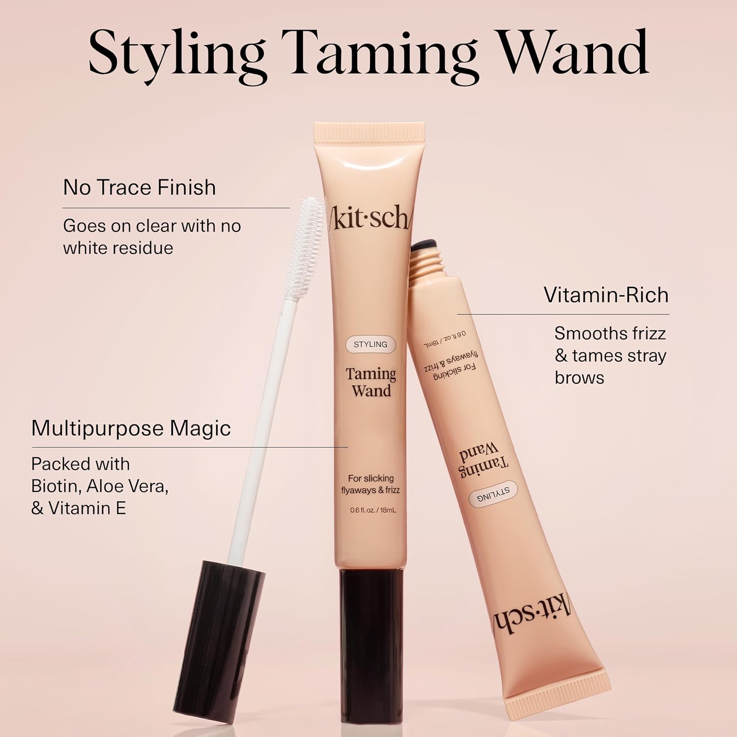 Kitsch Hair Taming Wand - Fly Away Stick For Hair with Biotin, Aloe & Vitamin E | Clear Hair Mascara for Flyaways, Slick Back Style | Travel Size | Ideal Gifts for Women & Mothers Day Gifts - 18mL