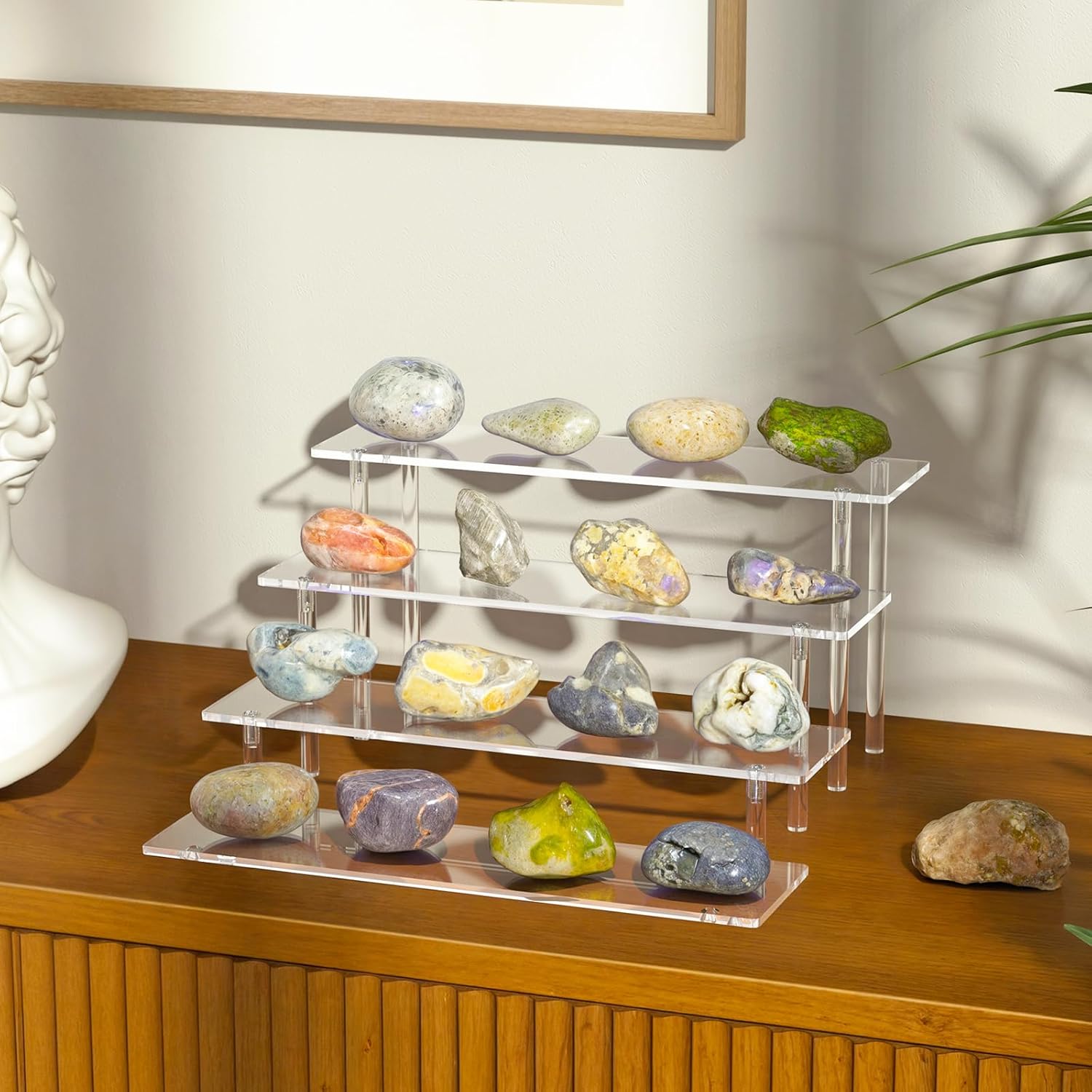 4 Tier Acrylic DisTLay Risers, Clear Perfume Organizer Stand, Large Cupcake Stand Holder, Dessert DisTLay for Party, DisTLay Shelf for Figure and Collection, Riser Stand for Decoration and Organizer