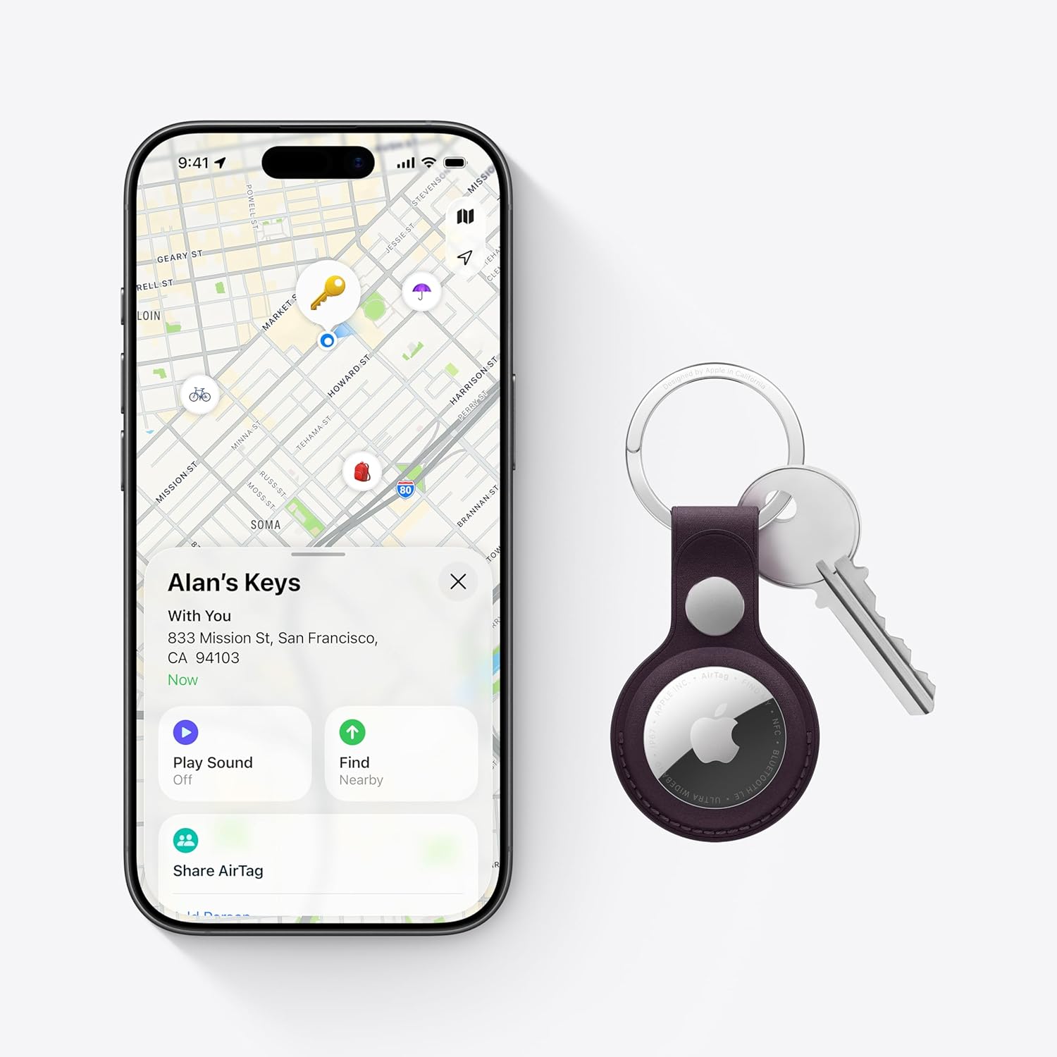 ApTLe AirTag (2nd Generation): Tracker for Keychain, Wallet, and More; Locator with Sound; SimTLe One-Tap Setup with iPhone or iPad; Key Finder with up to 1.5X Precision Finding Range*