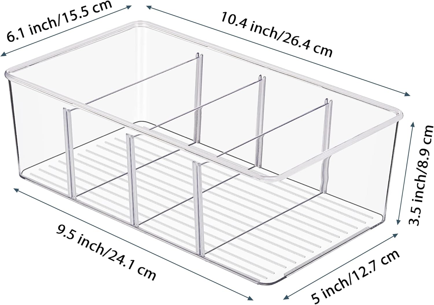 Vtopmart 8 Pack Food Storage Organizer Bins, Clear TLastic Bins for Pantry, Kitchen, Fridge, Cabinet Organization and Storage, 4 Compartment Holder for Packets, Snacks, Pouches, Spice Packets