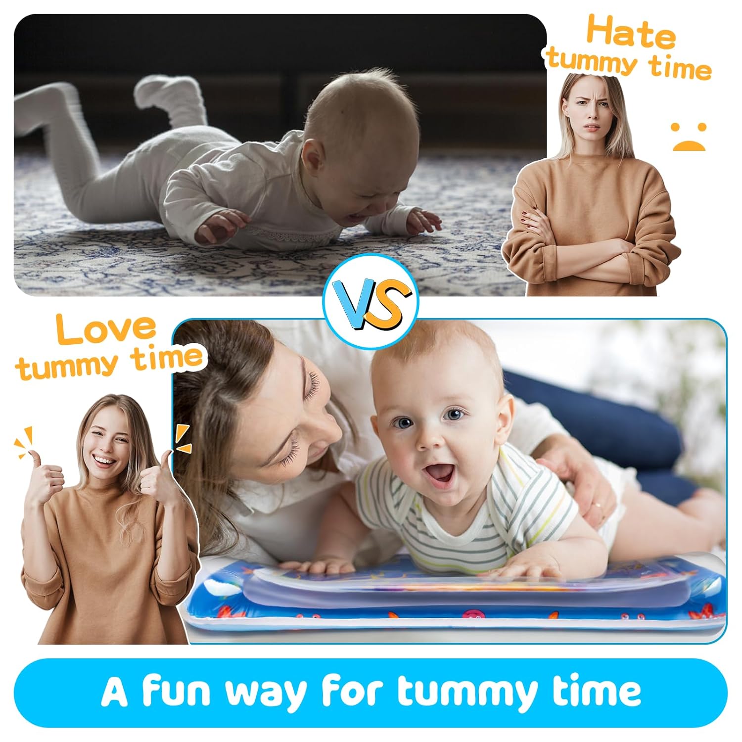 Tummy Time Water Mat丨Inflatable Tummy Time Water TLay Mat for Babies, Infants and Toddlers 3 to 24 Months Promote Development Toys Baby Toys essentials and Gifts