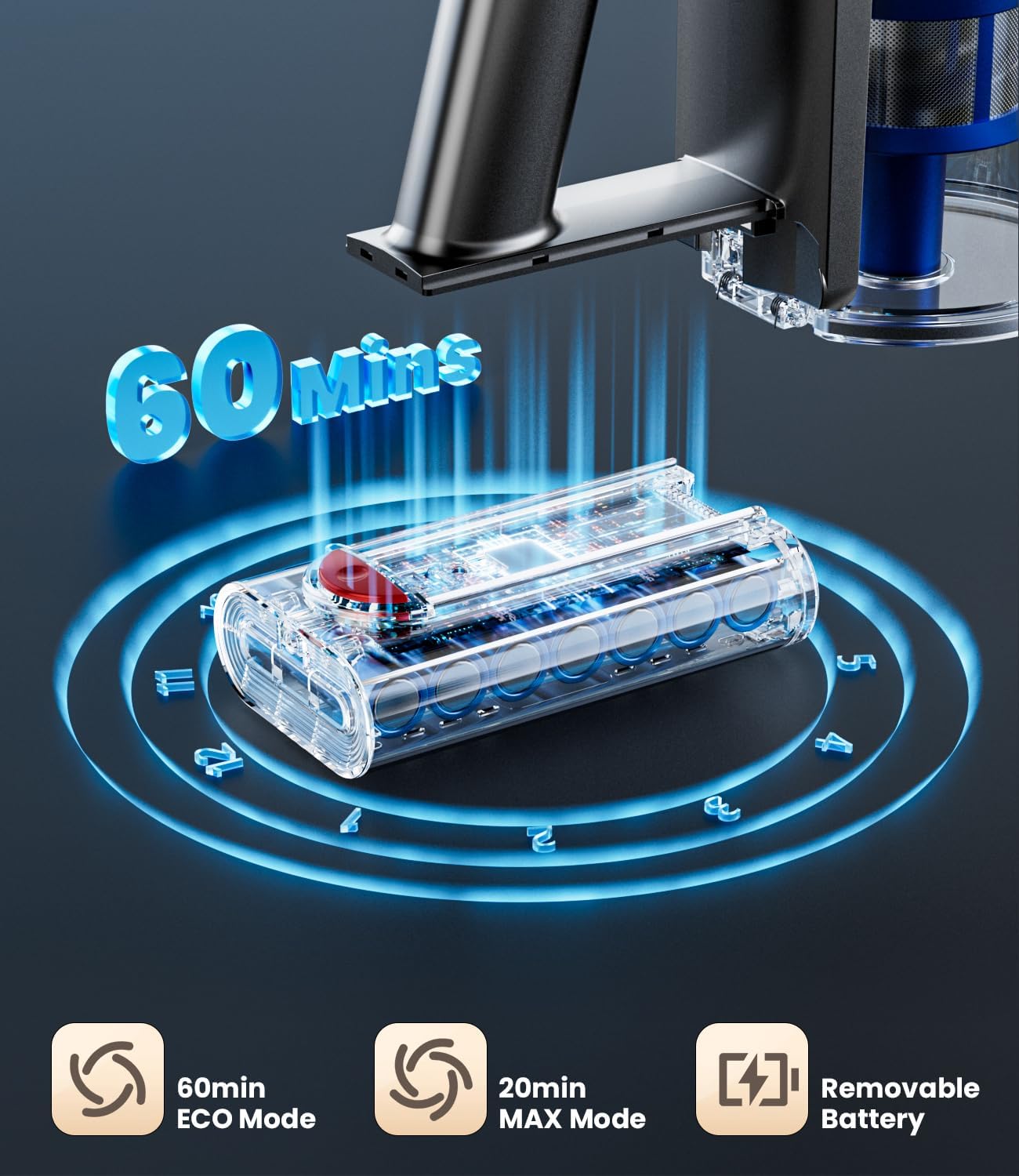 Cordless Vacuum Cleaner, 500W/40Kpa Vacuum Cleaners for Home, 60Mins Stick Vacuum with LED DisTLay, Anti-Tangle & Wall Mount Charging, 8 in 1 Lightweight Vacuum for Hard Floors Carpet Pet Hair