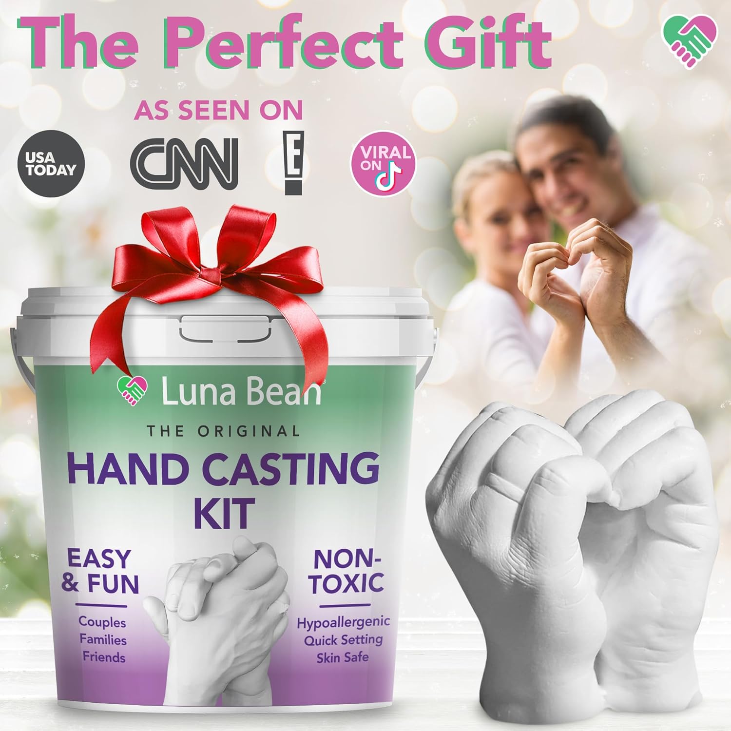 Luna Bean Hand Casting Kit – The Original Hand Mold Kit for CouTLes – Gifts for Her and Him - Anniversary Engagement Birthday Gifts for Women Men Mom Wife Boyfriend Girlfriend Wedding Bridal Shower