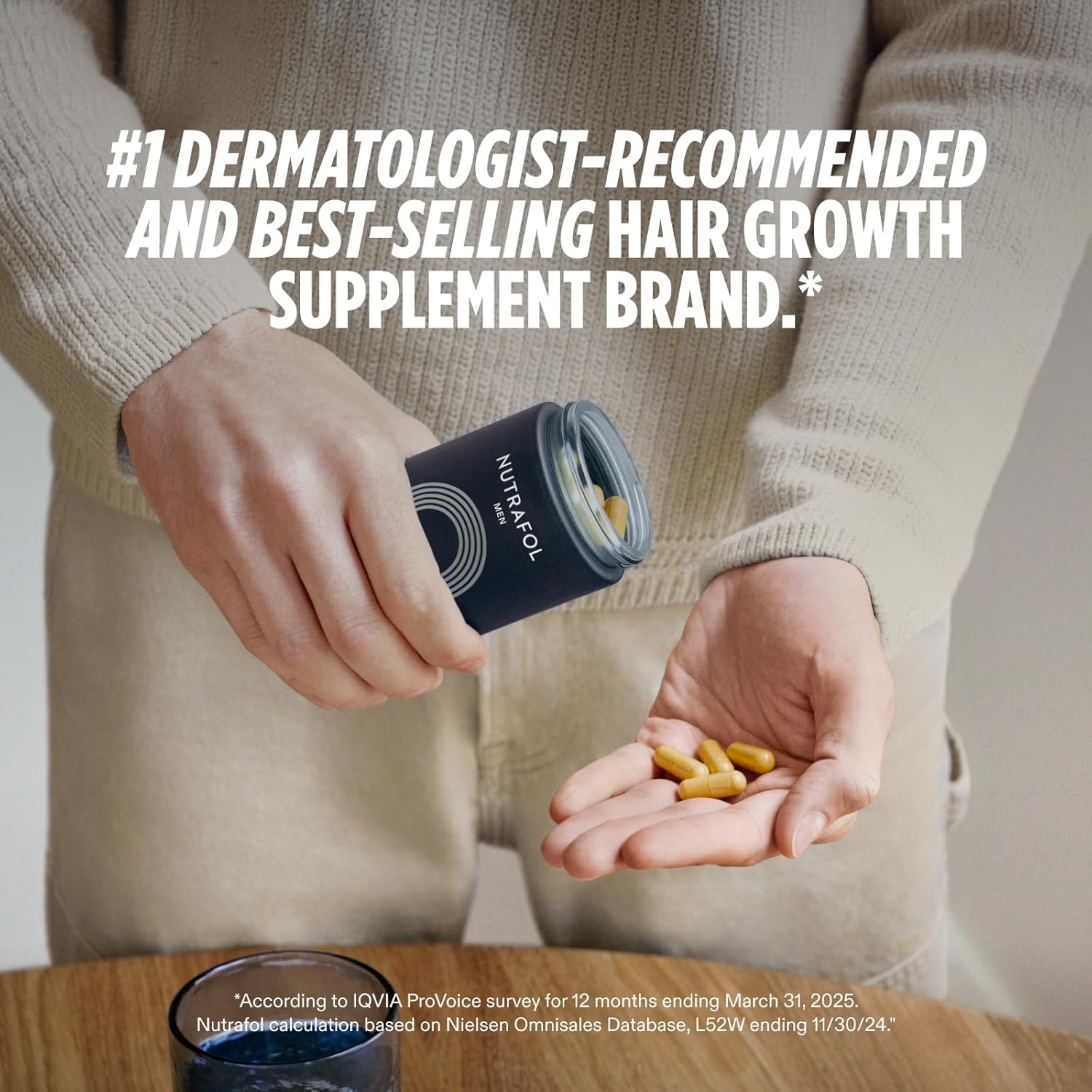 Nutrafol Men's Hair Growth SupTLements, Clinically Tested for Visibly Thicker Hair and Scalp Coverage, Dermatologist Recommended - 1 Month SupTLy, 1 Refill Pouch