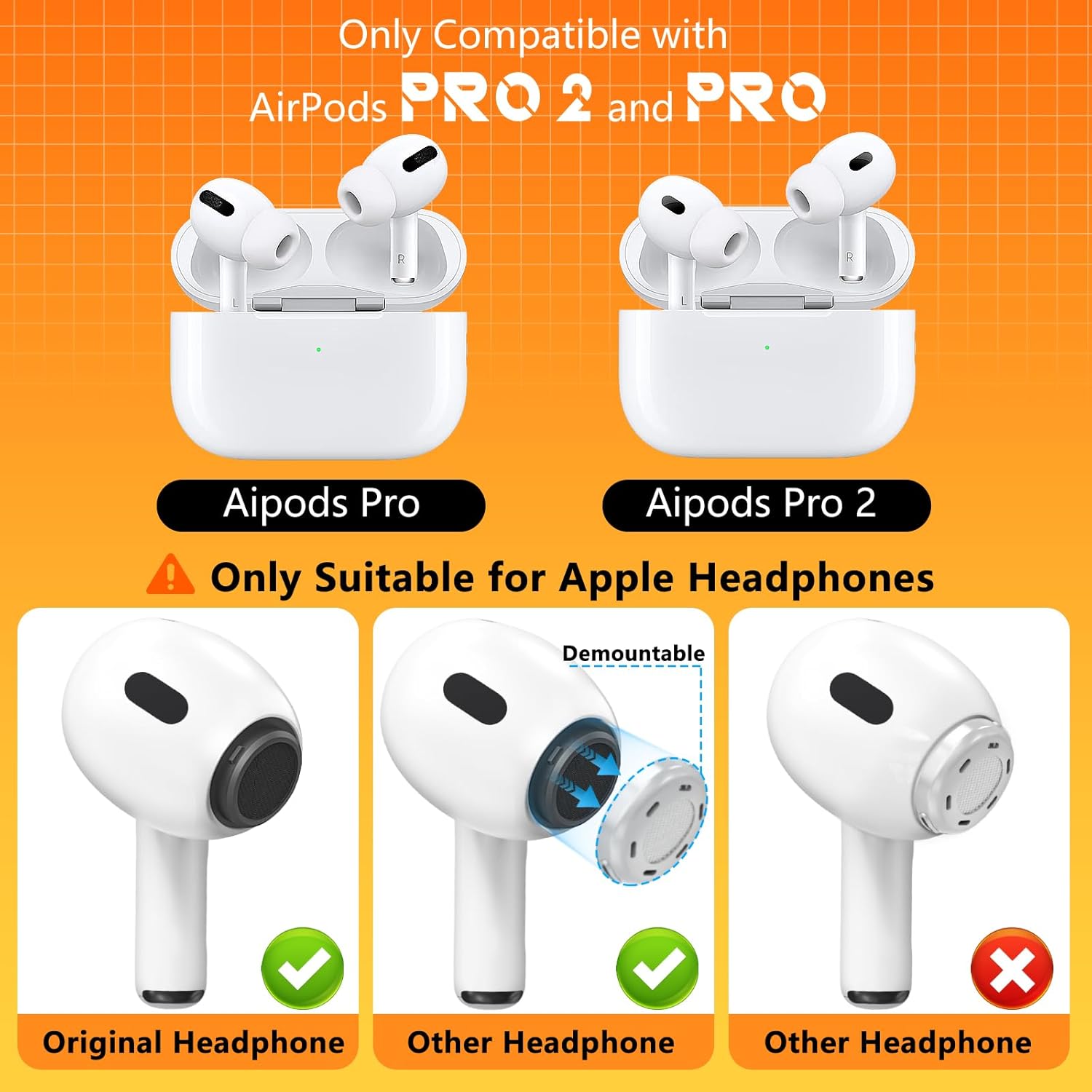 4 Pairs ReTLacement Ear Tips for AirPods Pro 2nd/1st Generation with Portable Storage Box & Cleaner Pen,Noise Reduction Holewith & Built-in dust Guard Screen,Silicone EarTips(White) Visit the Inesore Store