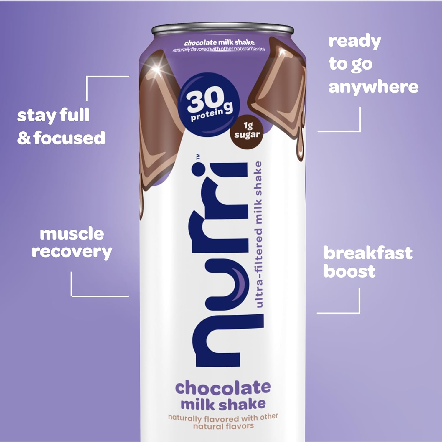 Nurri - 30g Protein Ultra Filtered Milk Shake – Chocolate - Lactose Free, Low Sugar, 150 Calories, 10 Vitamins and Minerals - 11 fl oz, 10 Cans