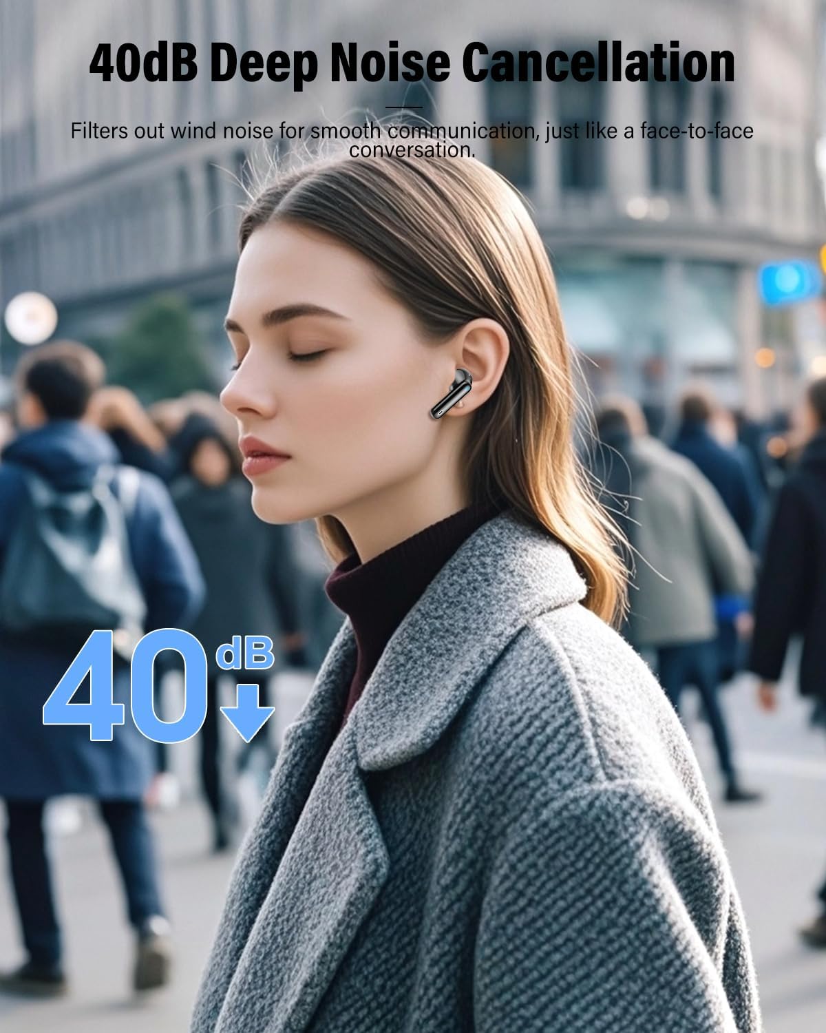 Wireless Earbuds, Bluetooth 5.4 Headphones Bass Stereo, Ear Buds with Noise Cancelling Mic, LED DisTLay in Ear Earphones Clear Calls, IP7 Waterproof Bluetooth Earbuds for Phones/Sports/Laptop, Black