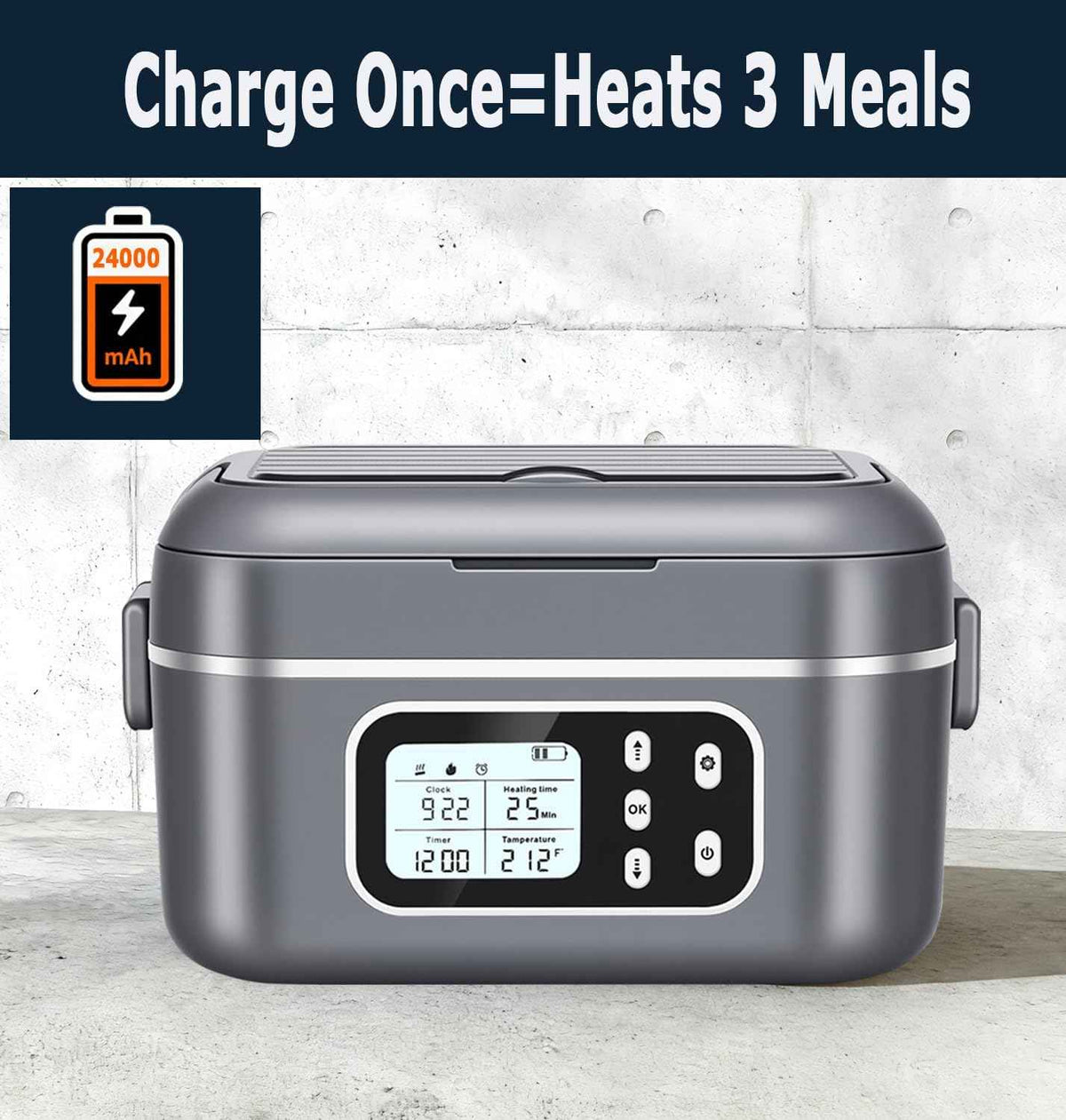 2 x 6.3-Cup Cordless Electric Heated Lunch Box, 100W Rechargeable Portable Food Warmer for Adults Work Travel Car - Battery-Powered & Self-Heating