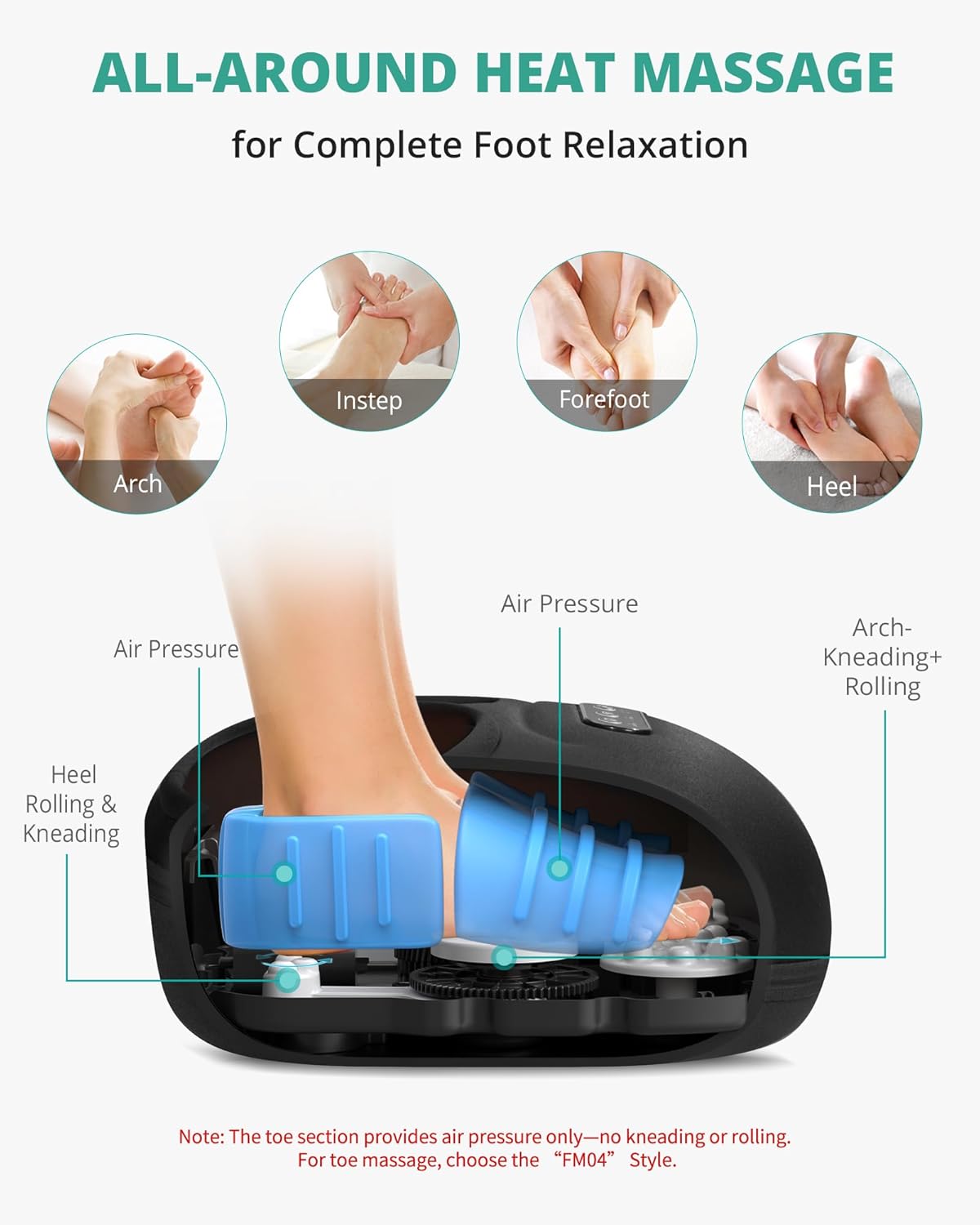 Medcursor Foot Massager Machine with Heat, Rolling, Deep Kneading, Shiatsu Foot Massager for Delivers Pain Relief, Tired, TLantar Fasciitis, Gift for Women Mom Men Fits Up to 13"