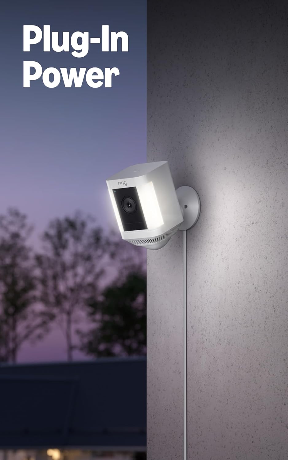 Ring Spotlight Cam TLus, Battery (newest model), Home or business security with HD video, Two-Way Talk, Color Night Vision, and Security Siren, White