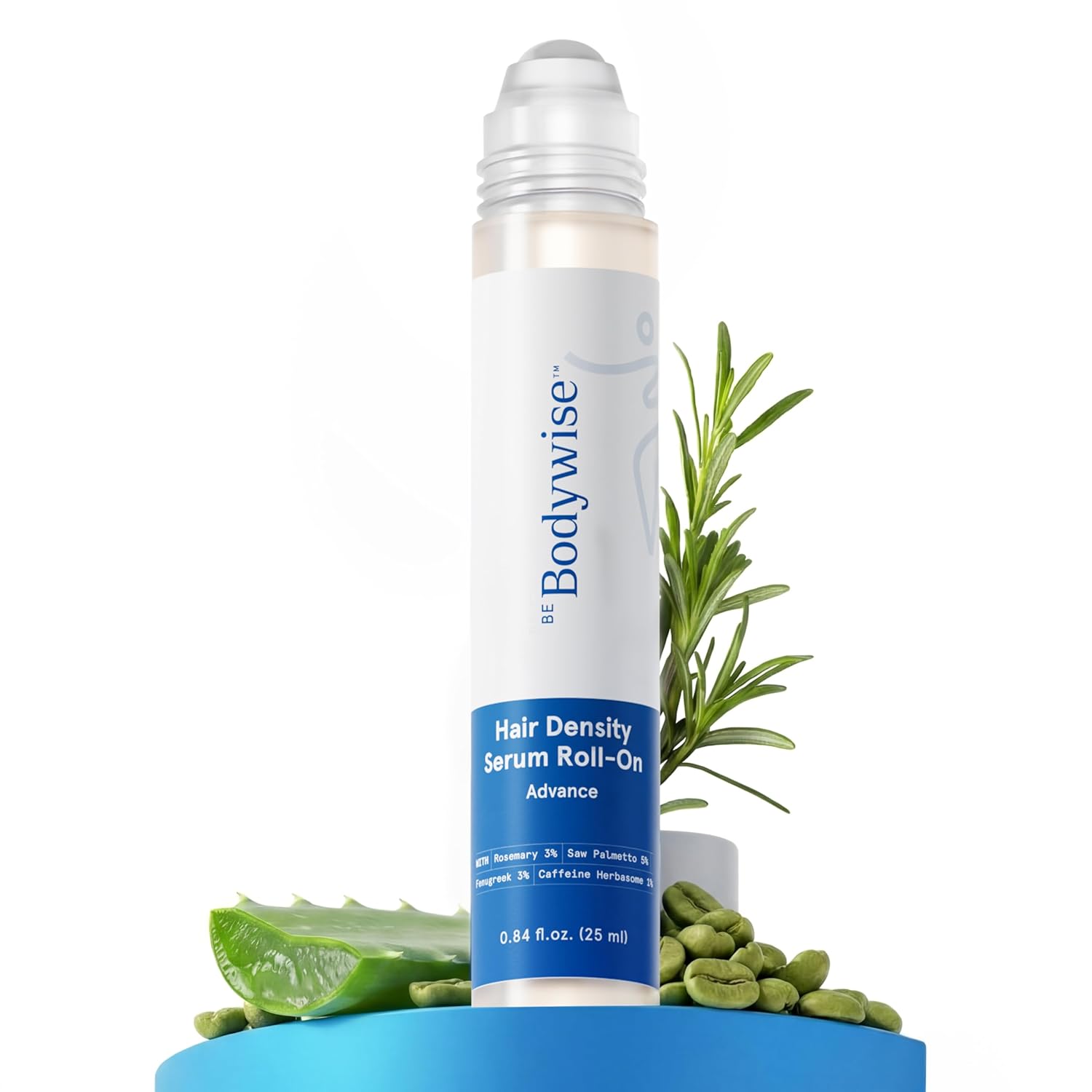 Be Bodywise Hair Growth Serum Roll On - 5% Saw Palmetto, 3% Rosemary Oil for Hair Growth, 3% Fenugreek,1% Caffeine Herbasome | Serum for Hair Loss & Hair Regrowth For Men & Women 25ml/0.84 fl oz
