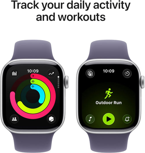 ApTLe Watch Series 11 [GPS 42mm] Smartwatch with Silver Aluminum Case with PurTLe Fog Sport Band - S/M. Sleep Score, Fitness Tracker, Health Monitoring, Always-On DisTLay, Water Resistant