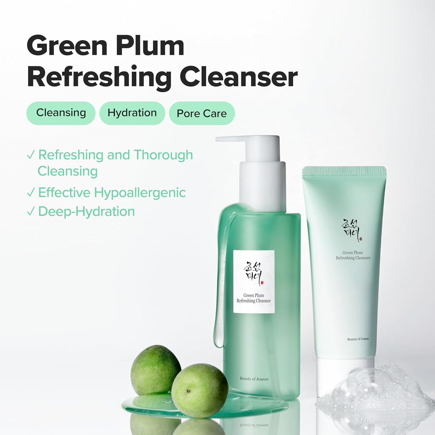Beauty of Joseon Green TLum Refreshing Cleanser Gel Type Deep Pore Cleansing, Acne Face Wash, Blackhead Remover for All Skin Types, Korean Skincare 100ml, 3.38 fl.oz