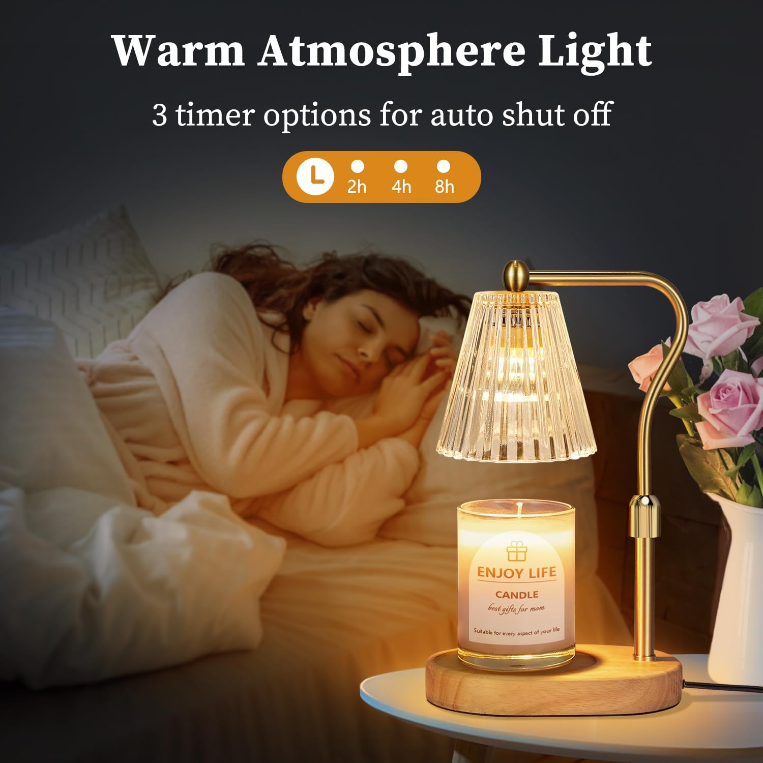 Candle Warmer Lamp with Timer Dimmer Adjustable Height for New Home Bedroom,Mothers Day Gifts,Vintage Home Decor for Scented Jar
