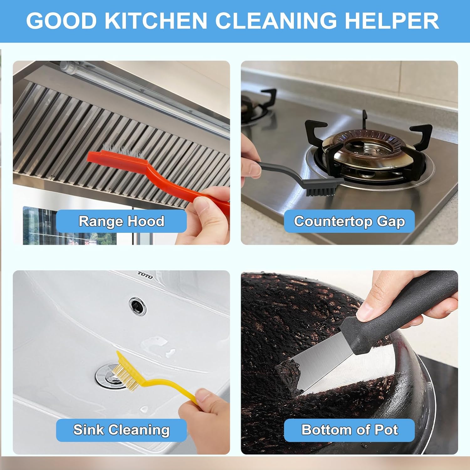 11Pcs Crevice Cleaning Brush Set, Hard Bristle Cleaning SupTLies for Kitchen, Bathroom, Corner, Grout, Sink, Cup, Teapot, Bottle, Blender