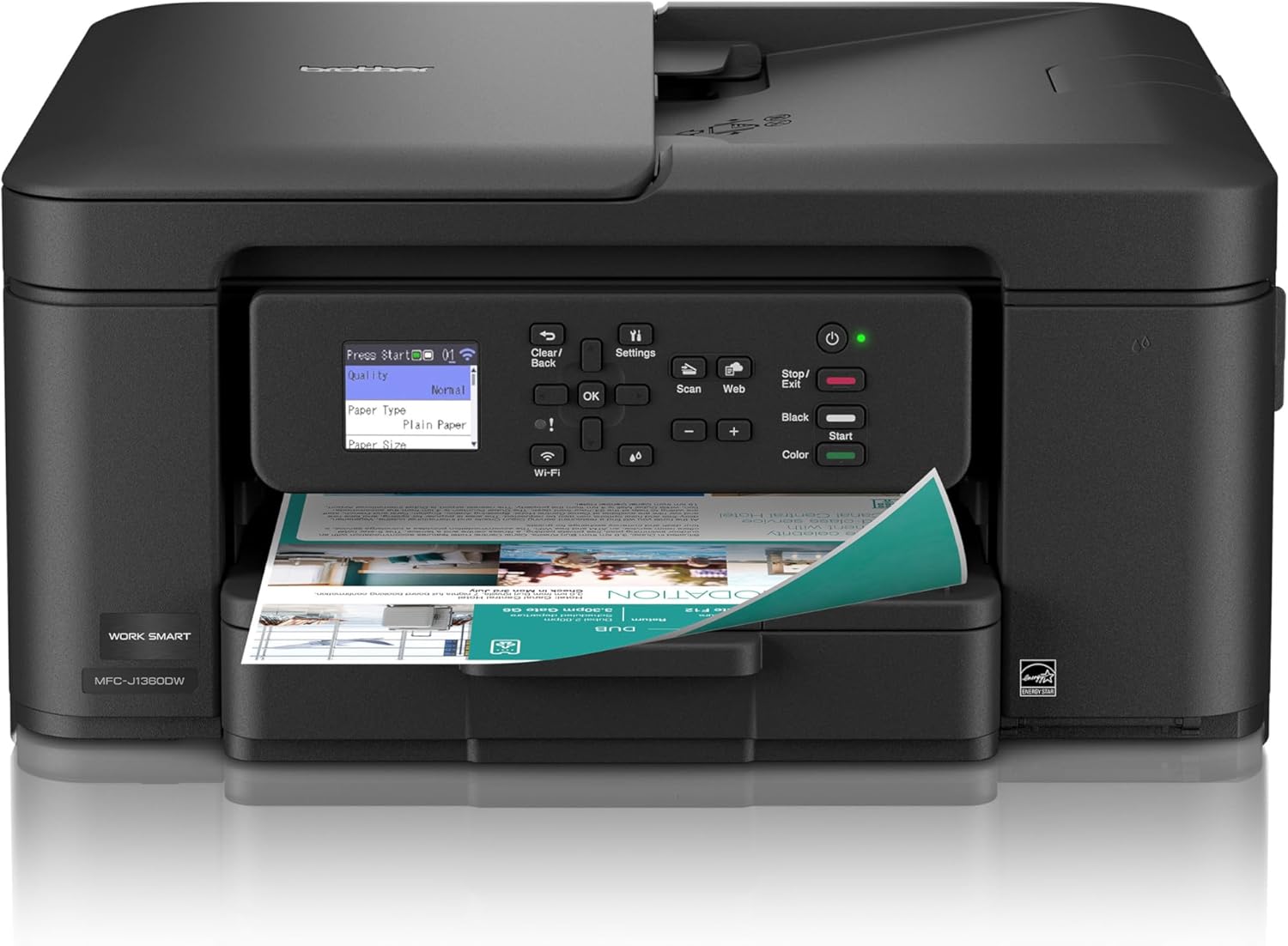 Brother Work Smart 1360 Wireless Color Inkjet All-in-One Printer with Automatic DuTLex Printing and 1.8” Color DisTLay | Includes Refresh Subscription Trial(1) (MFC-J1360DW) (Uses LC501 Series Inks)