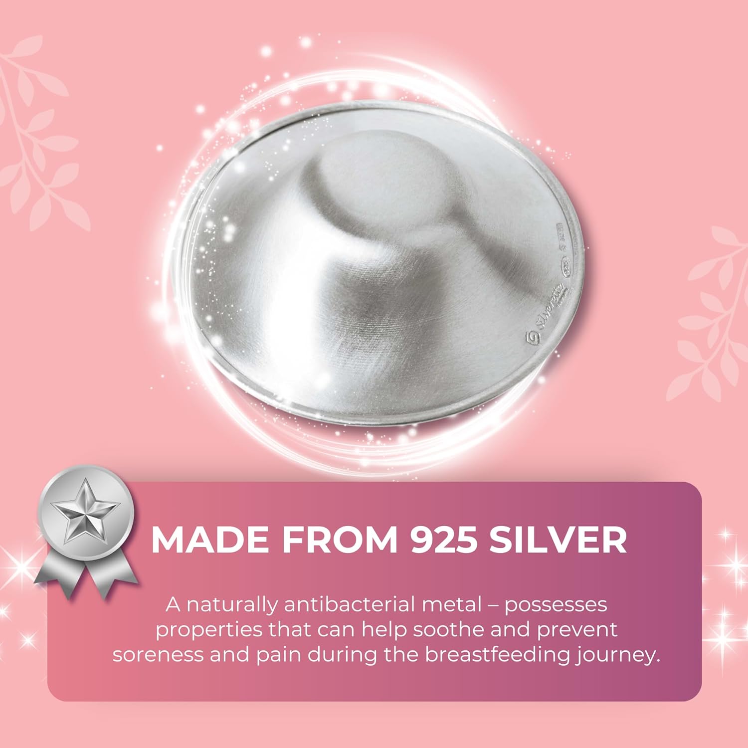 SILVERETTE® The Original Silver Nursing Cups, NipTLe Covers for Breastfeeding Essentials, Model Number: 7300,Pure 925 Silver NipTLe Shields for Breastfeeding, Lightweight Nursing Cups, Regular Size