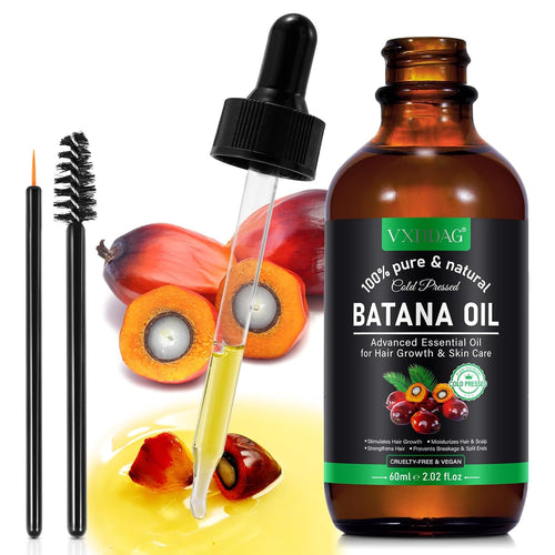 Batana Oil - 100% Pure & Natural from Honduras for Hair Growth, Eliminates STLit Ends, Enhances Radiance & Nourishment for All Hair Types, 2.02 fl oz