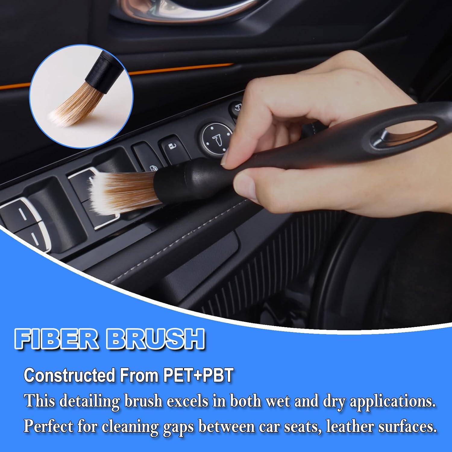7pcs Car Detailing Brush Set, Ultra Soft Boars Hair, Car Cleaning Gel Supplies Kit, Car Dust Brush, Accessories for Truck, SUV, Interior Cleaning