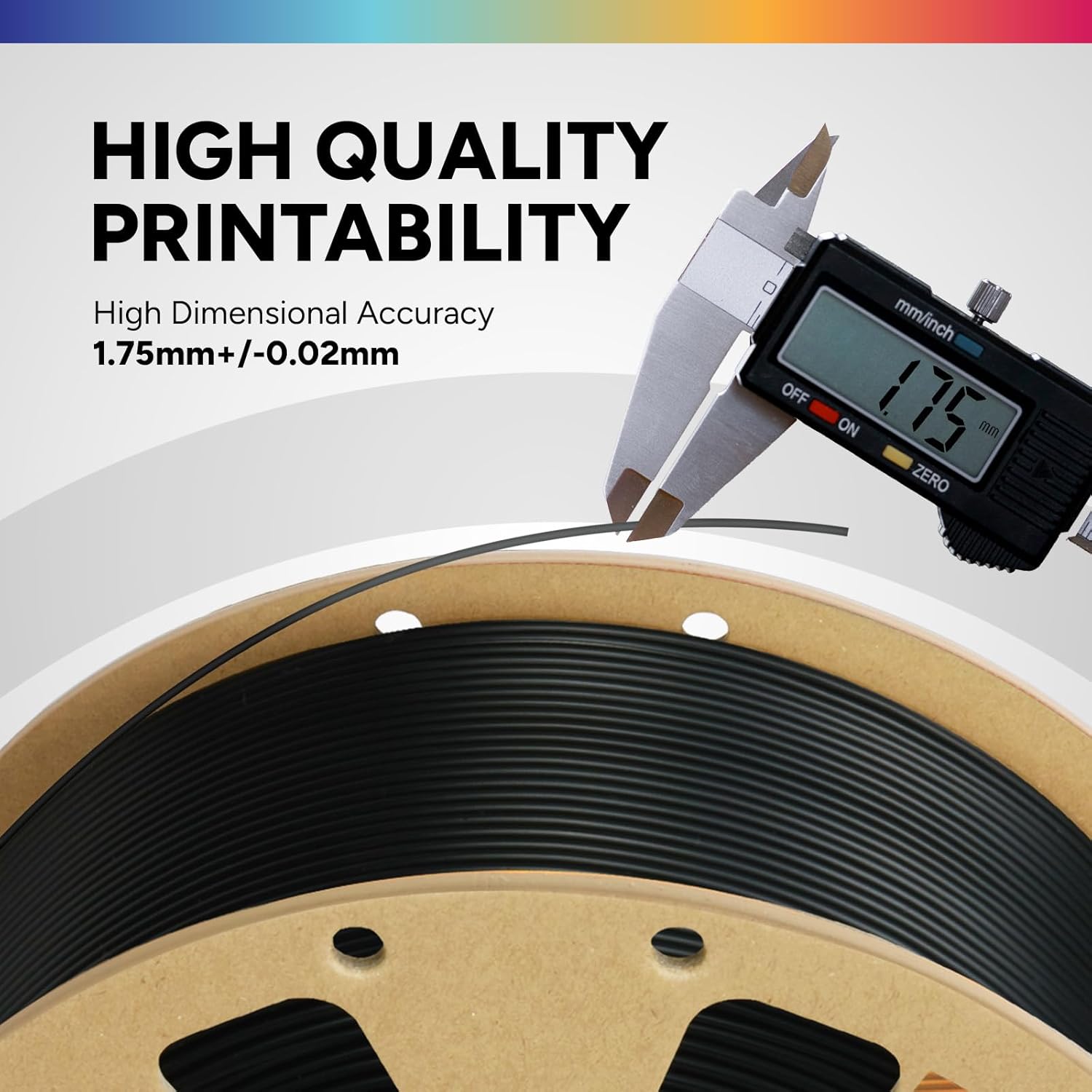 OVERTURE TLA Filament 1.75mm, Neatly Wound 3D Printer Filament 1kg Spool (2.2lbs), Dimensional Accuracy +/- 0.02 mm, Fit Most FDM 3D Printers (Black 1-Pack)