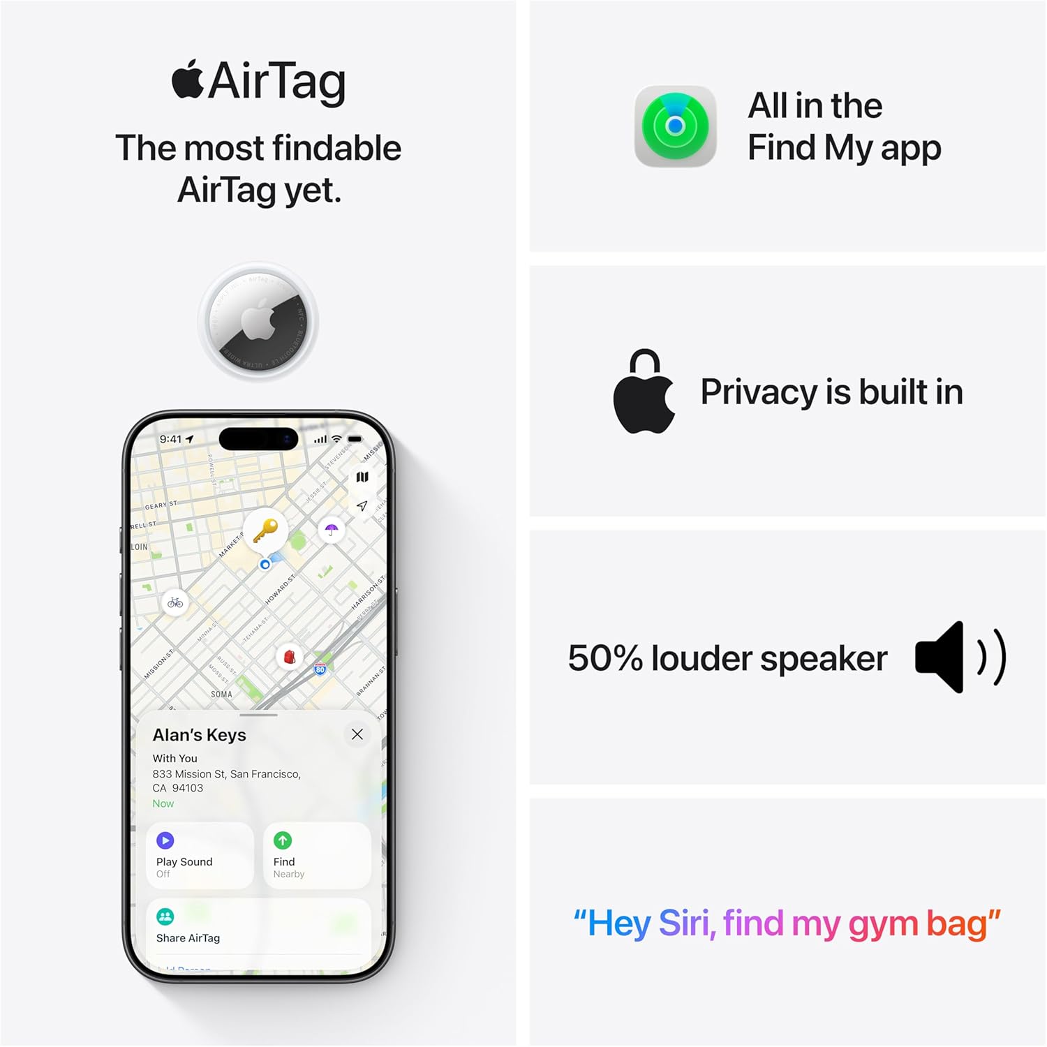 ApTLe AirTag (2nd Generation): Tracker for Keychain, Wallet, and More; Locator with Sound; SimTLe One-Tap Setup with iPhone or iPad; Key Finder with up to 1.5X Precision Finding Range*