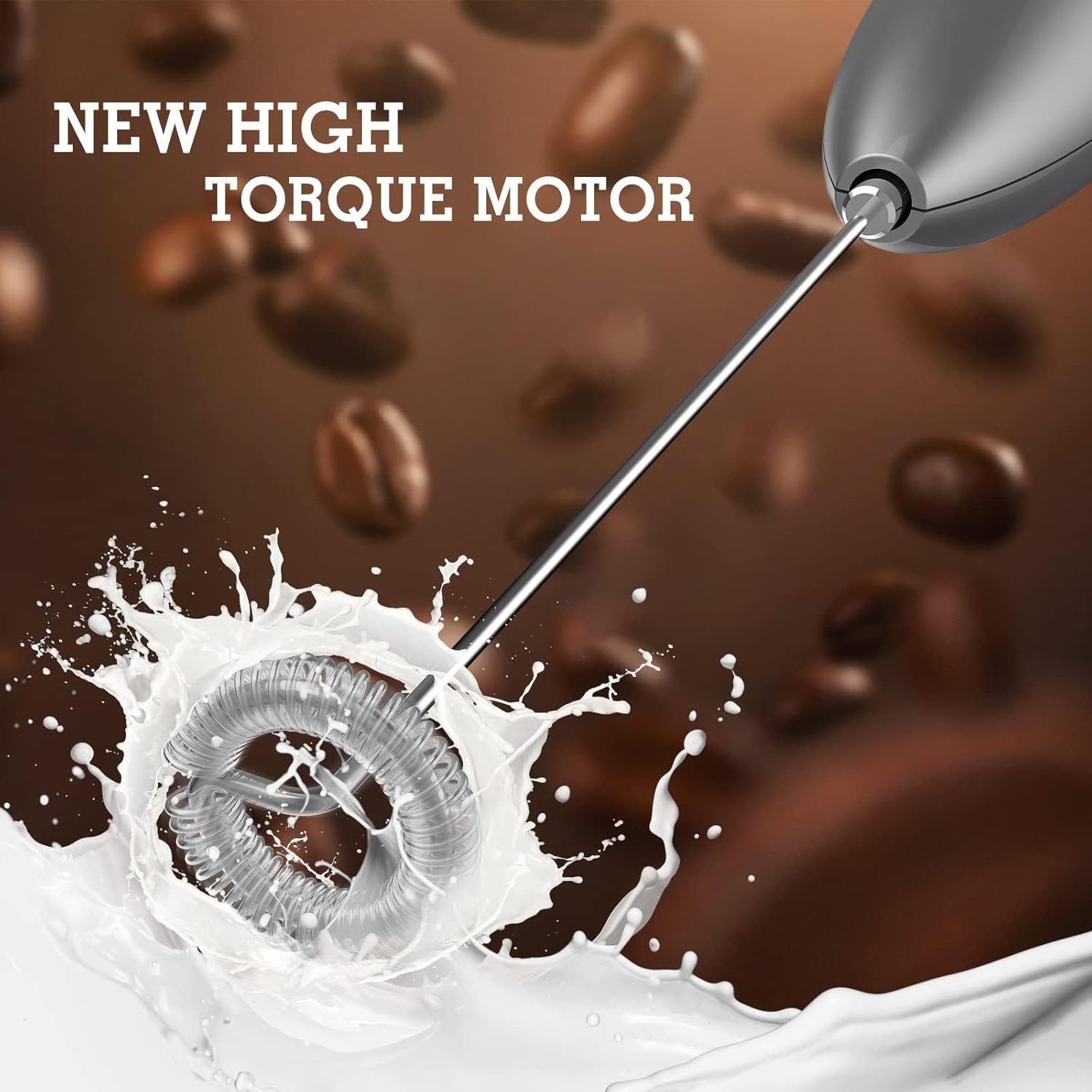 SIMTLETaste Milk Frother Handheld Battery Operated Electric Foam Maker, Drink Mixer with Stainless Steel Whisk and Stand for Cappuccino, Bulletproof Coffee, Latte