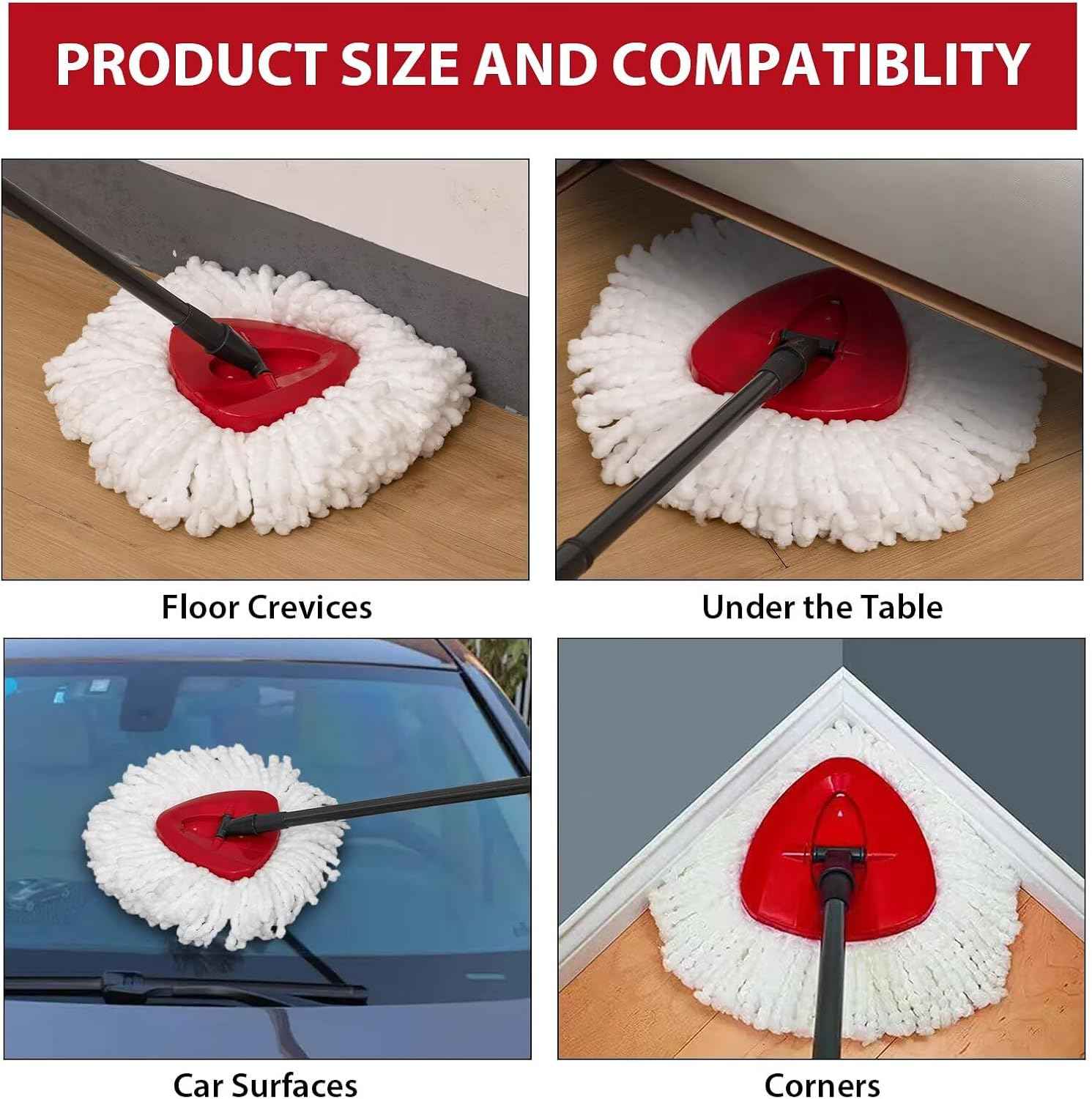 4-Pack Mop Replacement Heads for Ocedar Mop Replace Head EasyWrin Spin Mop Heads Replacements, Easy Cleaning Mop Head Replacement