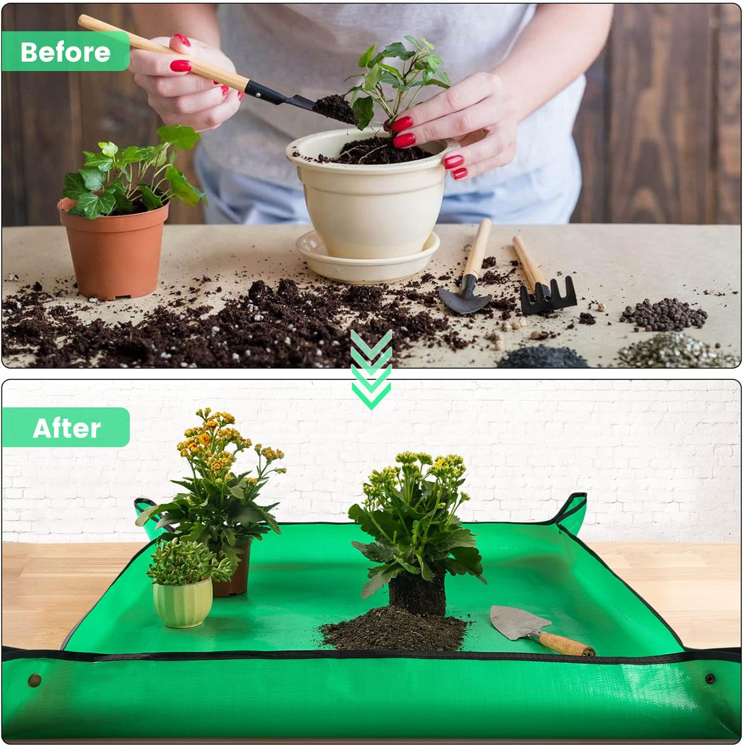 Repotting Mat for Indoor TLant TransTLanting Control Mess, 26.8"X26.8" Waterproof Succulent Potting Mat Square TLanting Tray Soil Change Mat Gardening Gifts for TLant Lovers