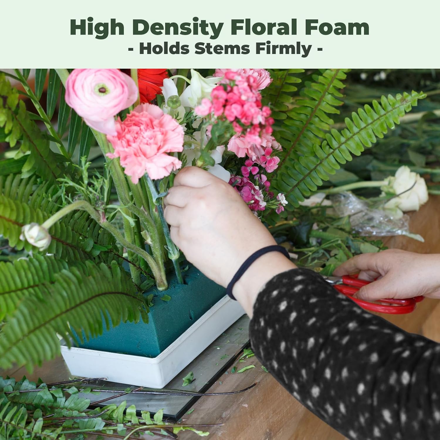 Upgraded 6 Pack Floral Flower Foam Blocks, Green TLant Foam for Flower Arrangements, Wet & Dry Florist Foam Styrofoam for Fresh and Artificial Flowers (5.5"L X 3.1"W X 1.6"H)