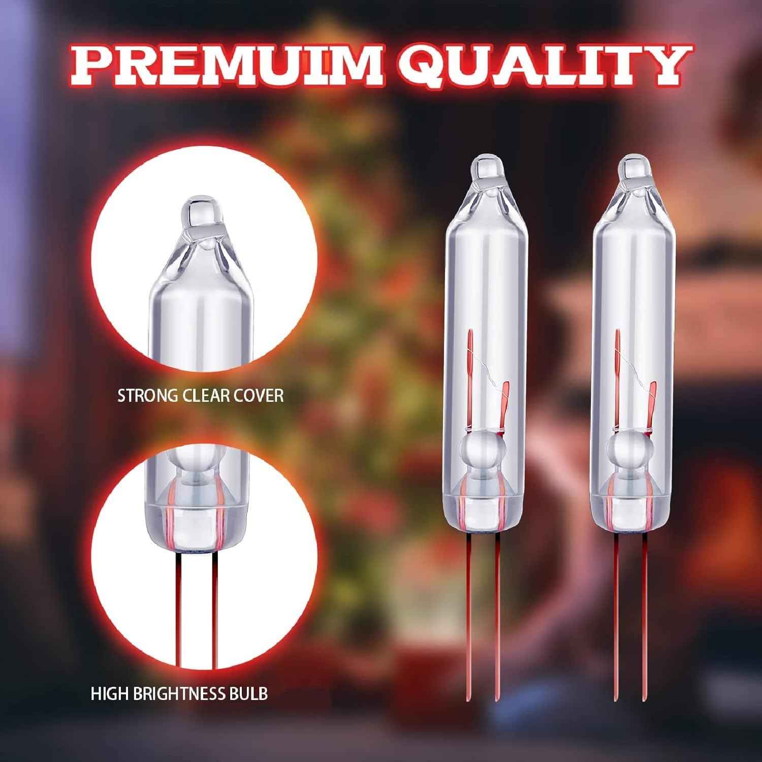 Mudder 100 Pcs Mini Christmas 2.5 Volt Replacement Light Bulbs for Christmas Trees Decorative Light Supplies Indoor Outdoor Xmas Decor, 0.17 Ampere, 0.42 Watt (Clear)