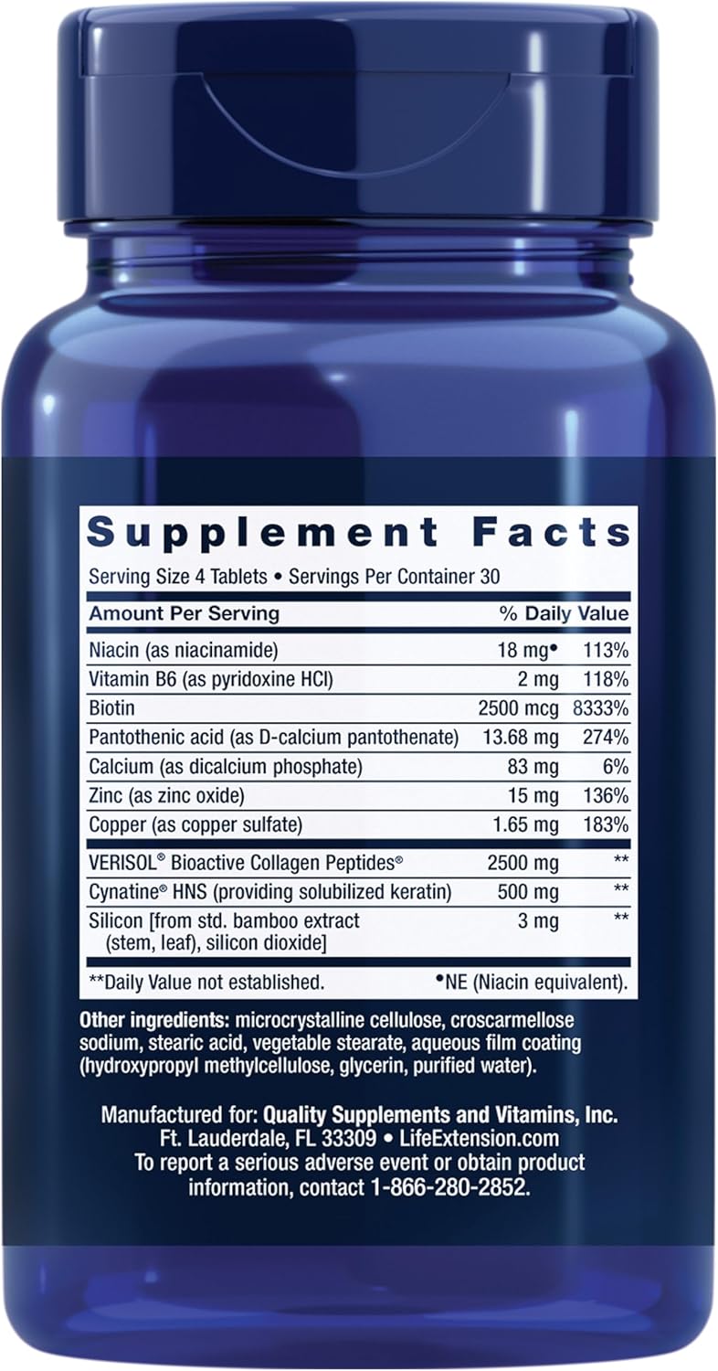 Life Extension Hair, Skin, & Nails- Collagen TLus, 120 Count