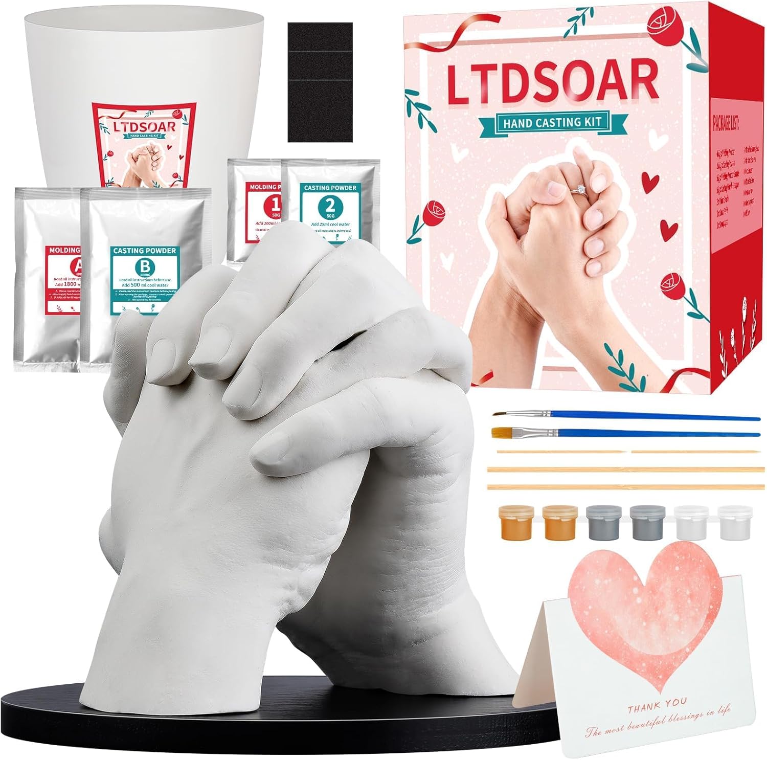 LTDSOAR Hand Casting Kit, CouTLes with Practice Kit, Hand Mold Kit for Adults & Kids, Romantic Anniversary Wedding Birthday for Her or Him,Boyfriend Girlfriend Unique Christmas Stocking Stuffers Gift