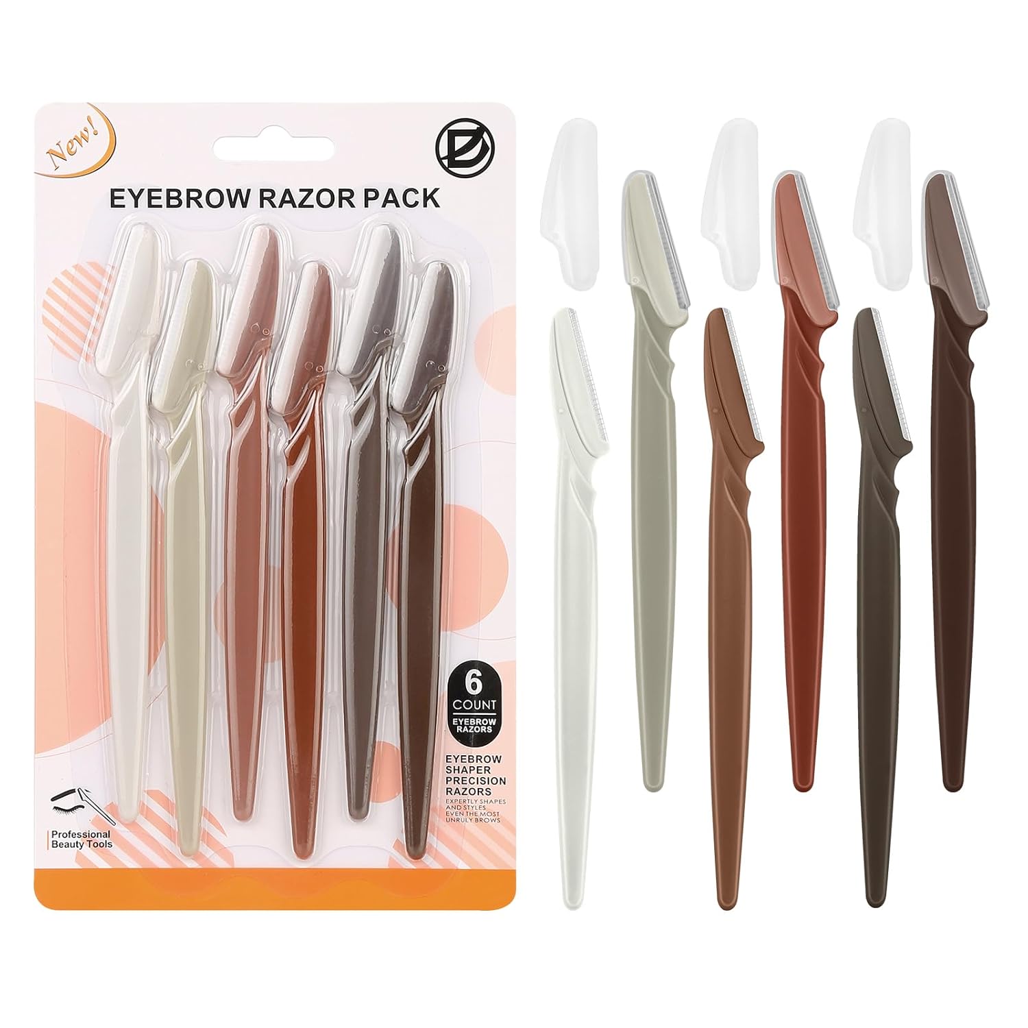 D DermaTLane Razor for Women Face - 6PCS Face Razors for Women - Eyebrow Razor with Precision Cover - Face Shaver for Men - Facial Hair Removal for Men - Neutral