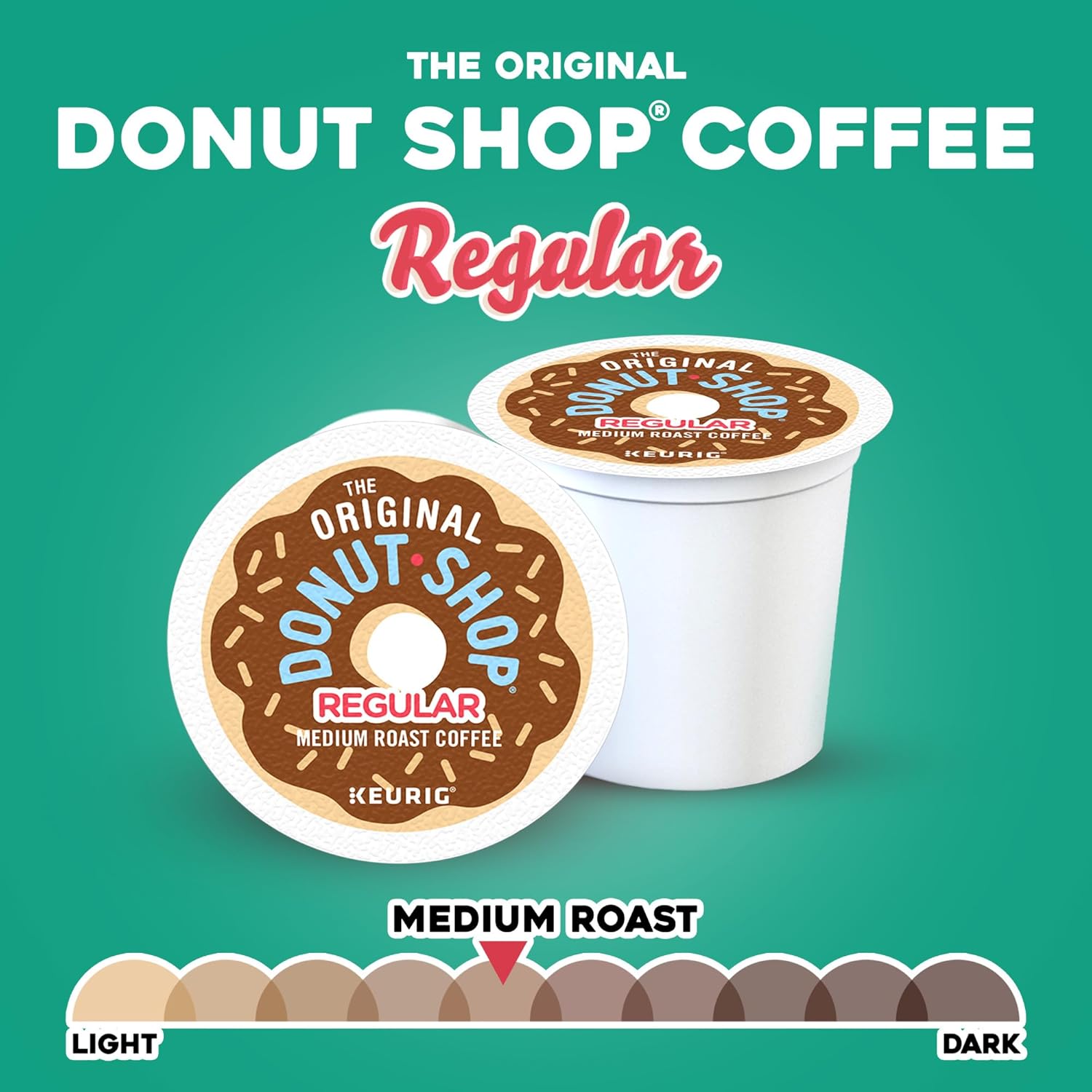 Donut Shop Regular Medium Roast K-Cup Pods – Full-Bodied and Bold Single-Serve Coffee, 100% Responsibly Sourced, 72 Count