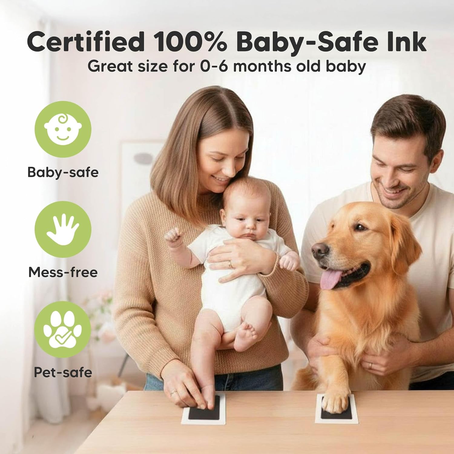 4-Pack Inkless Baby Hand and Footprint Kit - Mess Free Ink Pad for Newborn Keepsake, Dog Nose & Paw Print Kit, Clean Touch Ink Pad for Baby Hand & Footprints, Ideal New Mom Gifts (Jet Black)