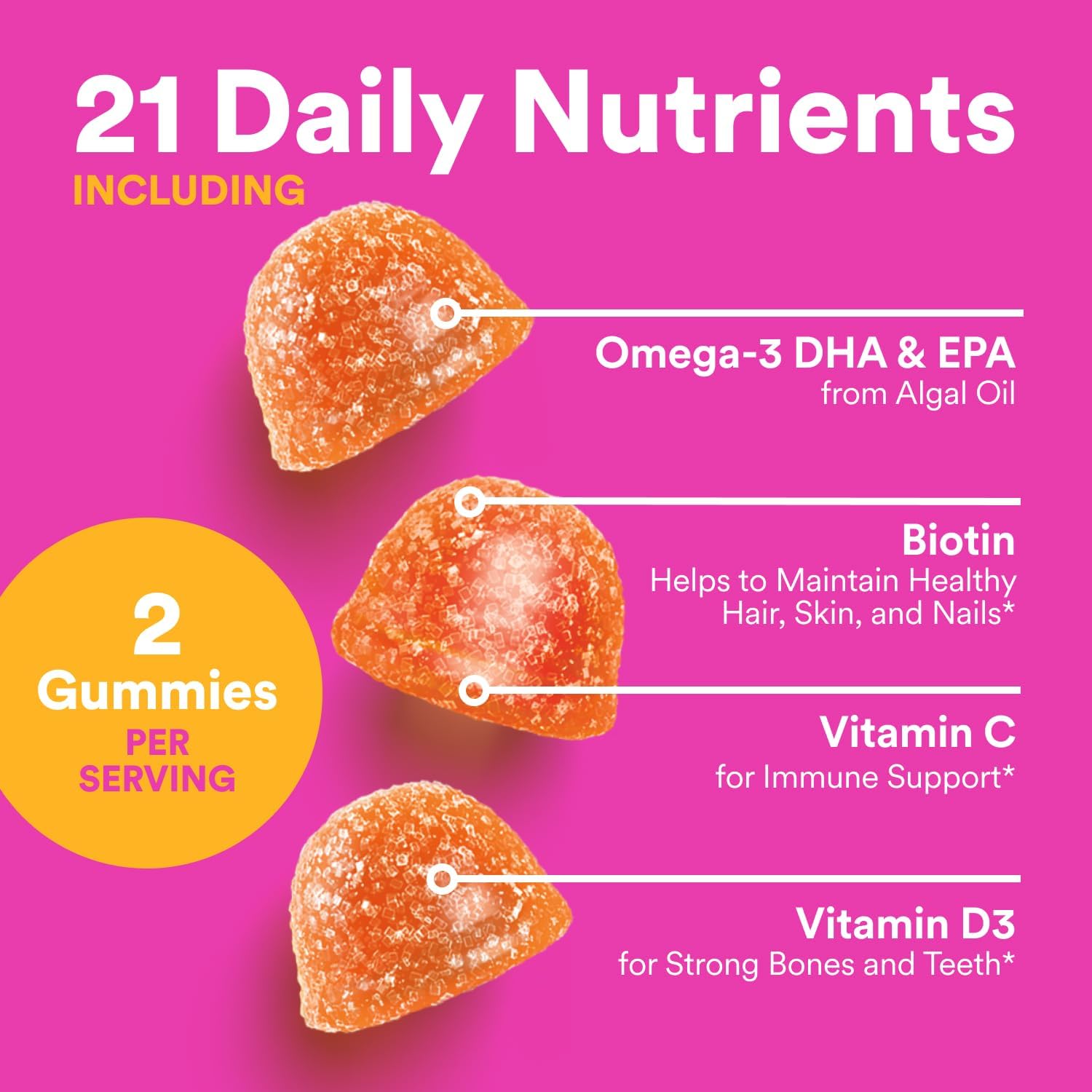 SmartyPants Teen Girl Multivitamin Gummies, Omega 3 (DHA/EPA), Vitamin C, D3, B12, Vitamin A, K & Zinc, Biotin to Support Hair, Skin & Nails, Gluten Free, 60 Count (30 Day SupTLy)