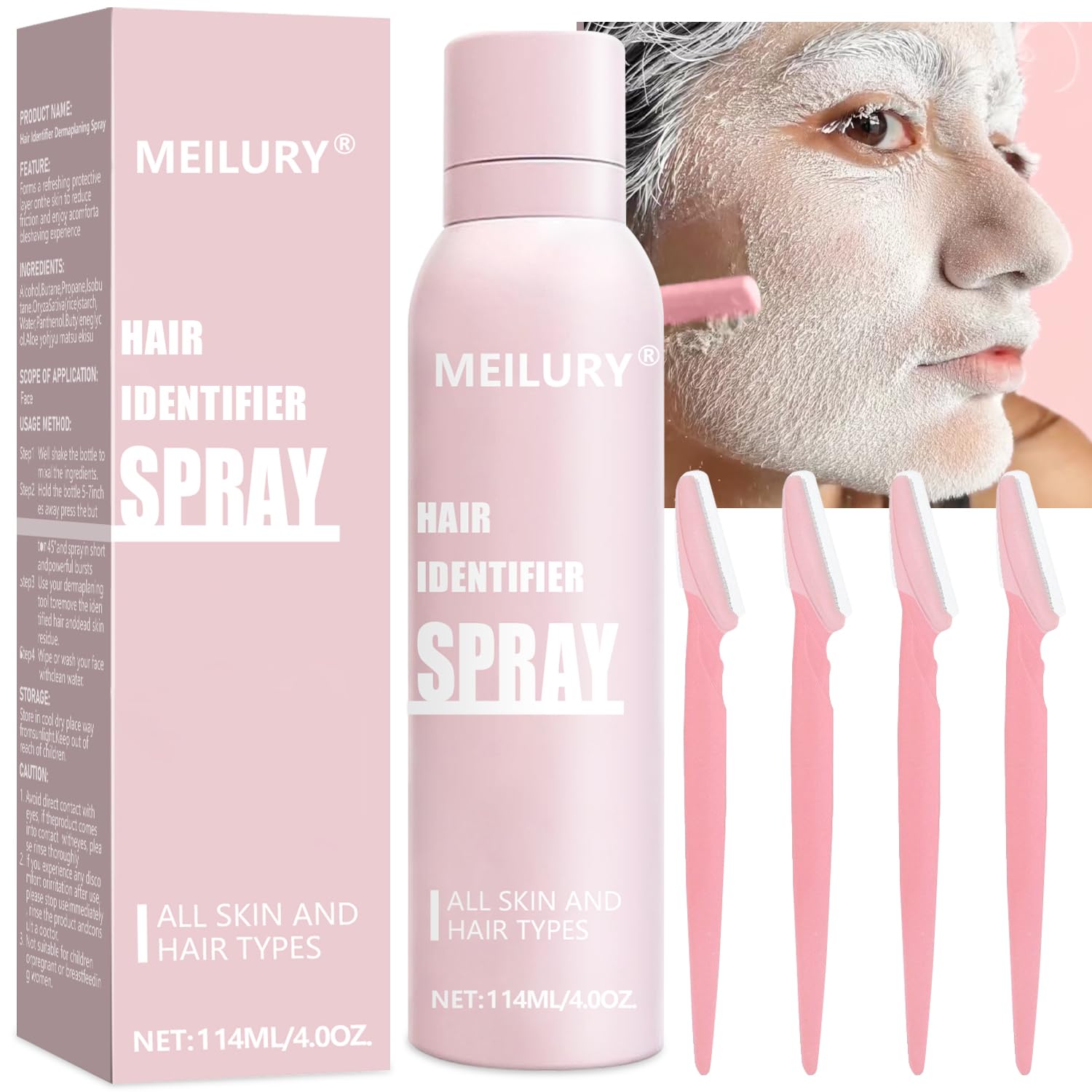 Hair Identifier Spray for Face Shaving,Moisturizing and Skin Care DermaTLaner Spray, Glow Reveal Face Spray for Face DermaTLaning, Peach Fuzz Remover for Women Face (1pc)