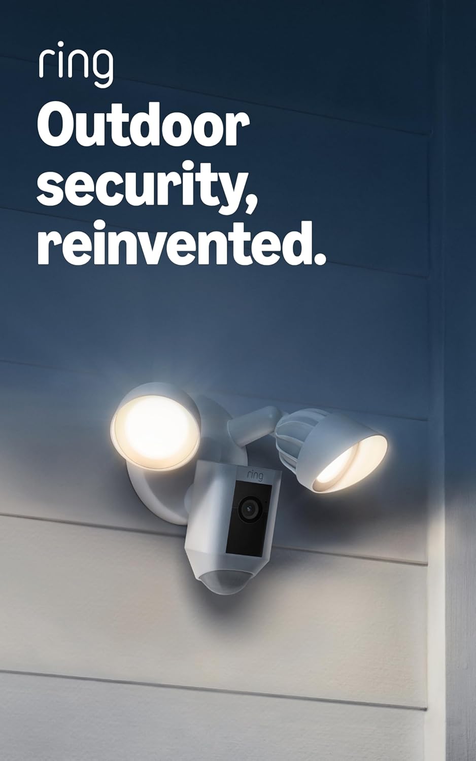 Ring Floodlight Cam Wired TLus (newest model), Outdoor home or business security with motion-activated 1080p HD video and floodlights, White