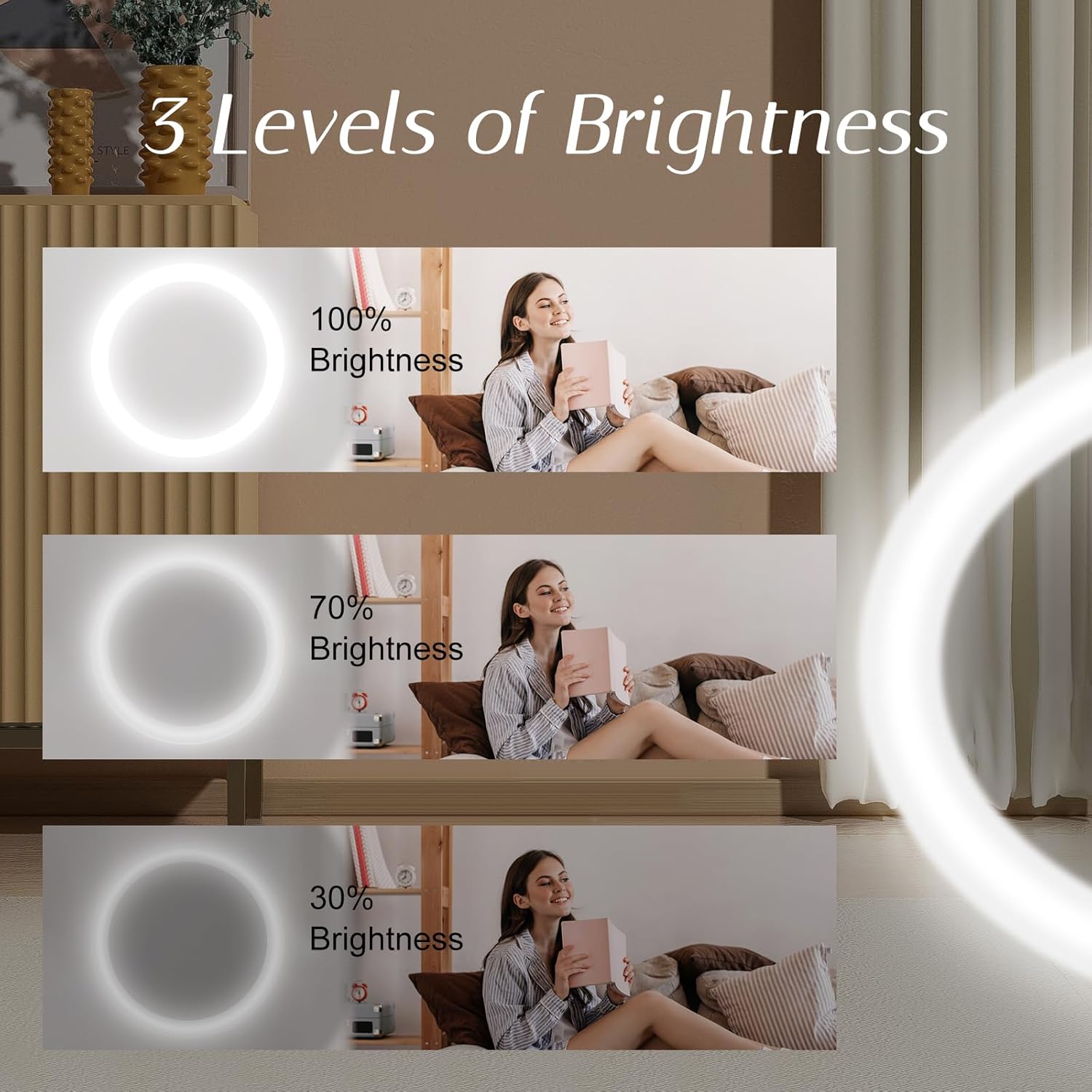 Compact Mirror with Light, 1X/3X Magnification LED Pocket Mirror with USB Data Cable,Mini Mirror for Purse, Pocket,Travel and Present (Pink)