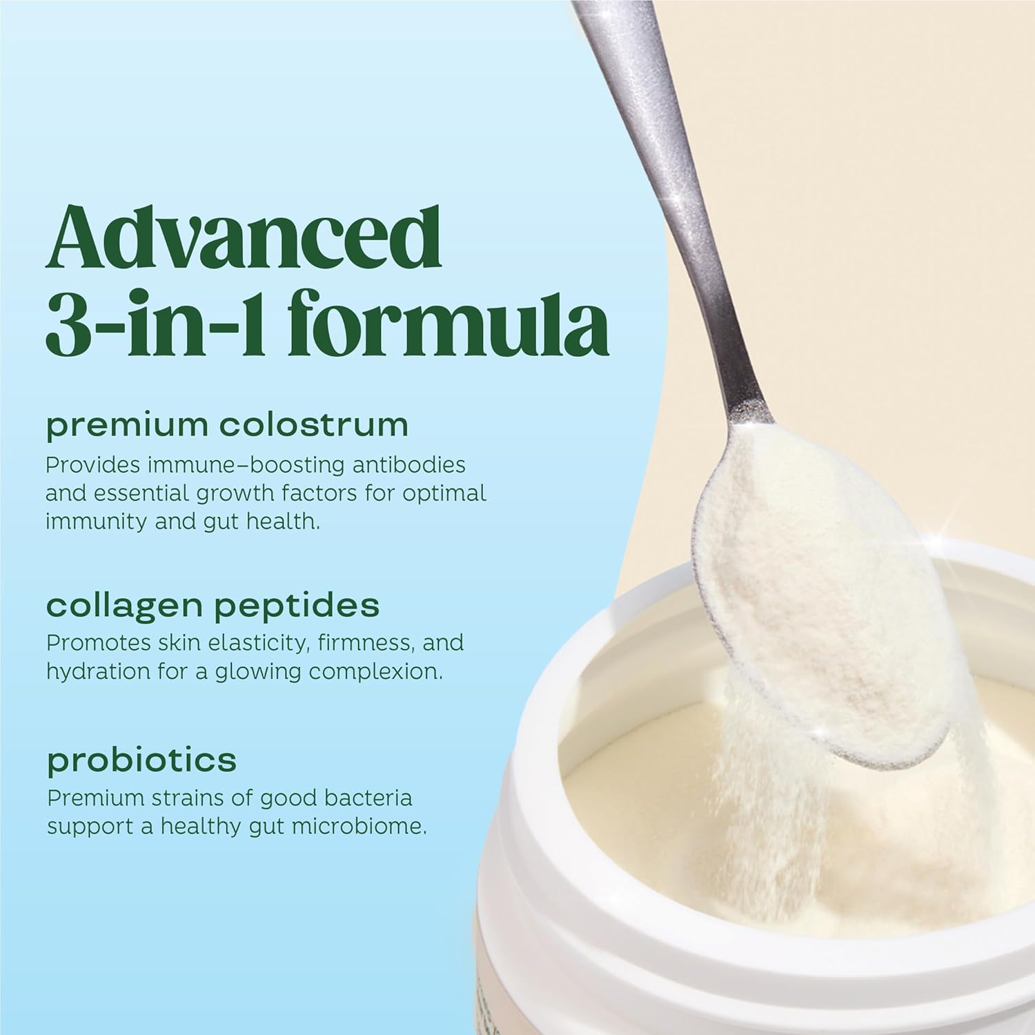 Bloom Nutrition Bovine Colostrum Powder with Vitamin B-12 for Gut Health, Immune Support, Hair Growth & Beauty SupTLement | Unflavored, 25 Servings