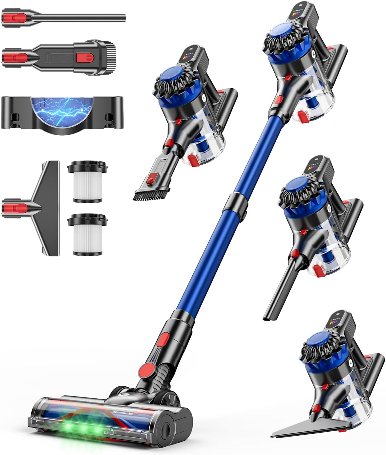 Cordless Vacuum Cleaner, 500W/40Kpa Vacuum Cleaners for Home, 60Mins Stick Vacuum with LED DisTLay, Anti-Tangle & Wall Mount Charging, 8 in 1 Lightweight Vacuum for Hard Floors Carpet Pet Hair