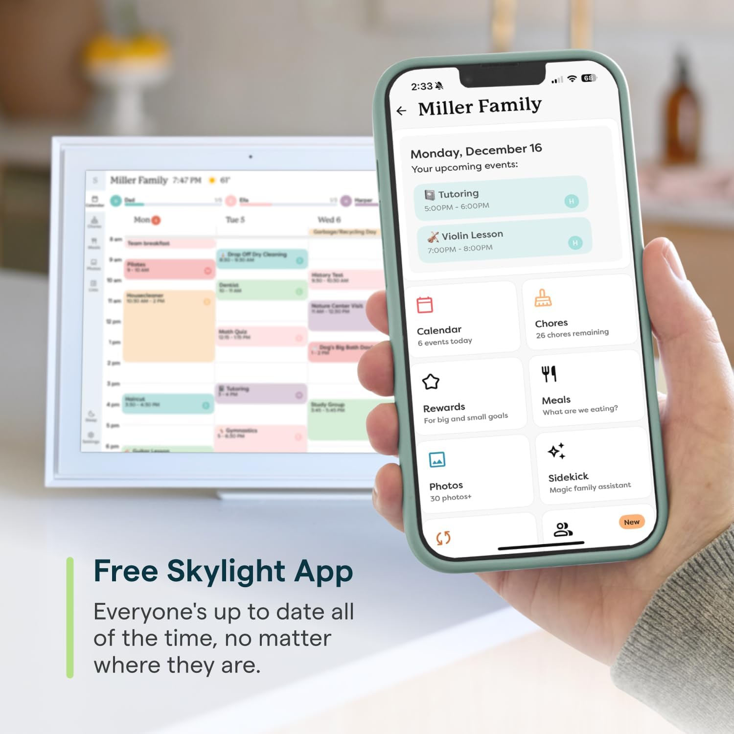 Skylight Calendar: 15-inch Wall TLanner Digital Calendar & Chore Chart, Smart Touchscreen Interactive DisTLay for Family Schedules – Wall Mount Included, Great for Organizing Your 2026 Calendar