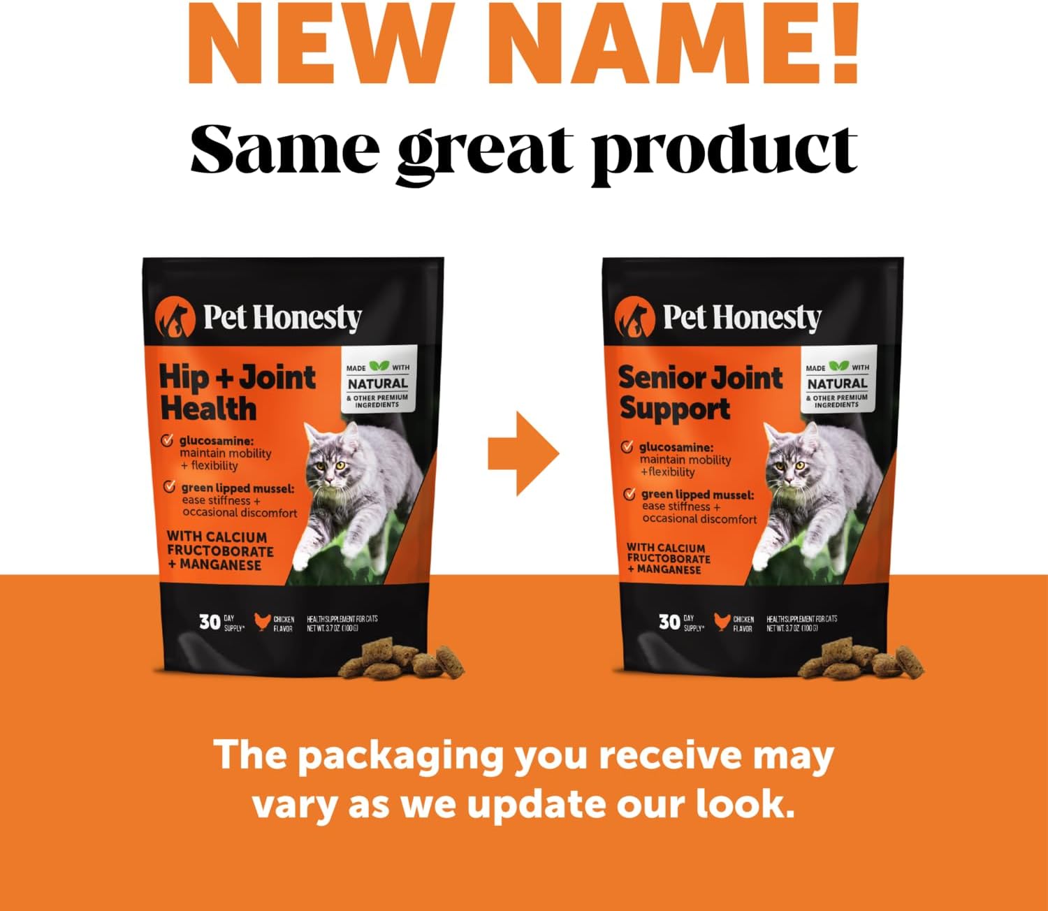 Cat Hip + Joint Health Chews – Crunchy & Creamy Cat Joint Support SupTLement - Glucosamine, Chondroitin & Omega-3s – Supports Mobility, Flexibility & Comfort for Indoor & Outdoor Cats (Chicken 30-Day)