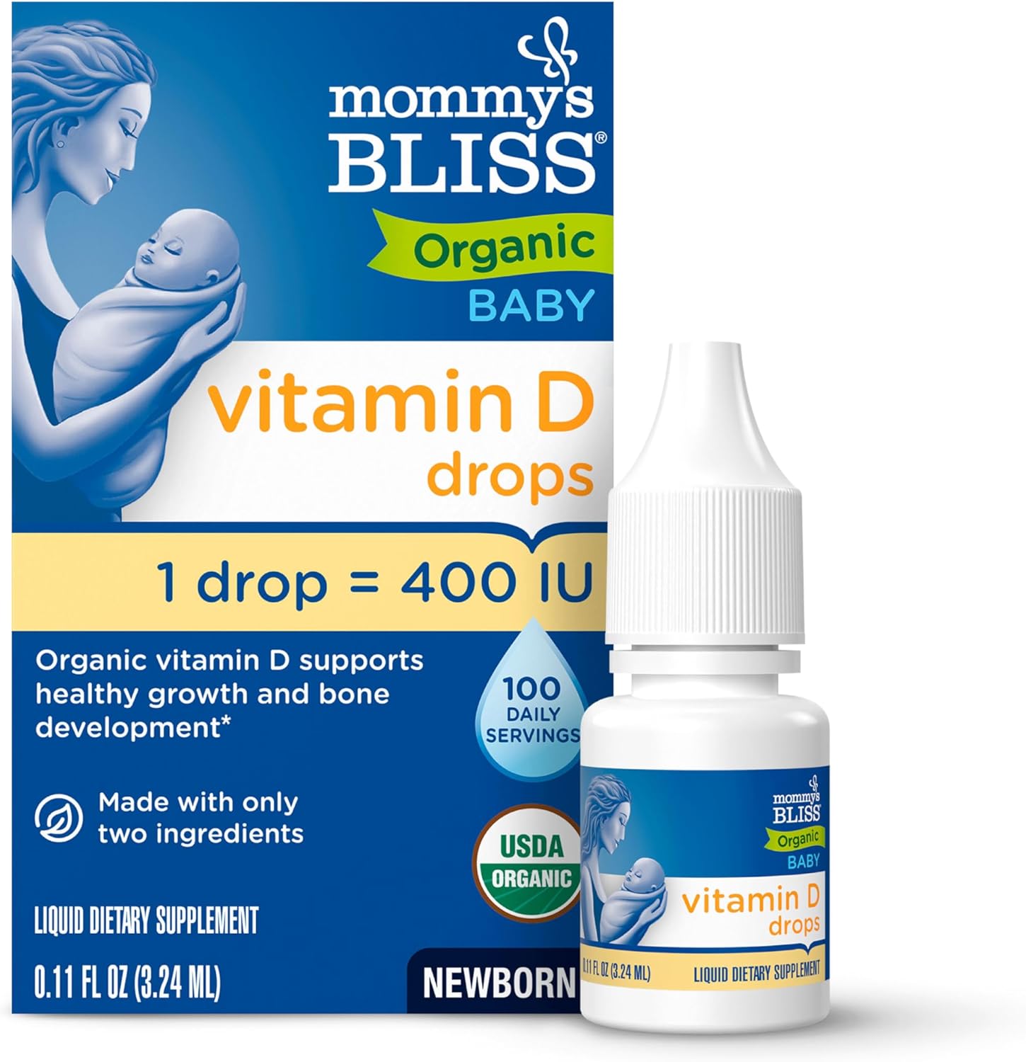 Mommy's Bliss Organic Drops No Artificial Color, Vitamin D, 0.11 Fl Oz