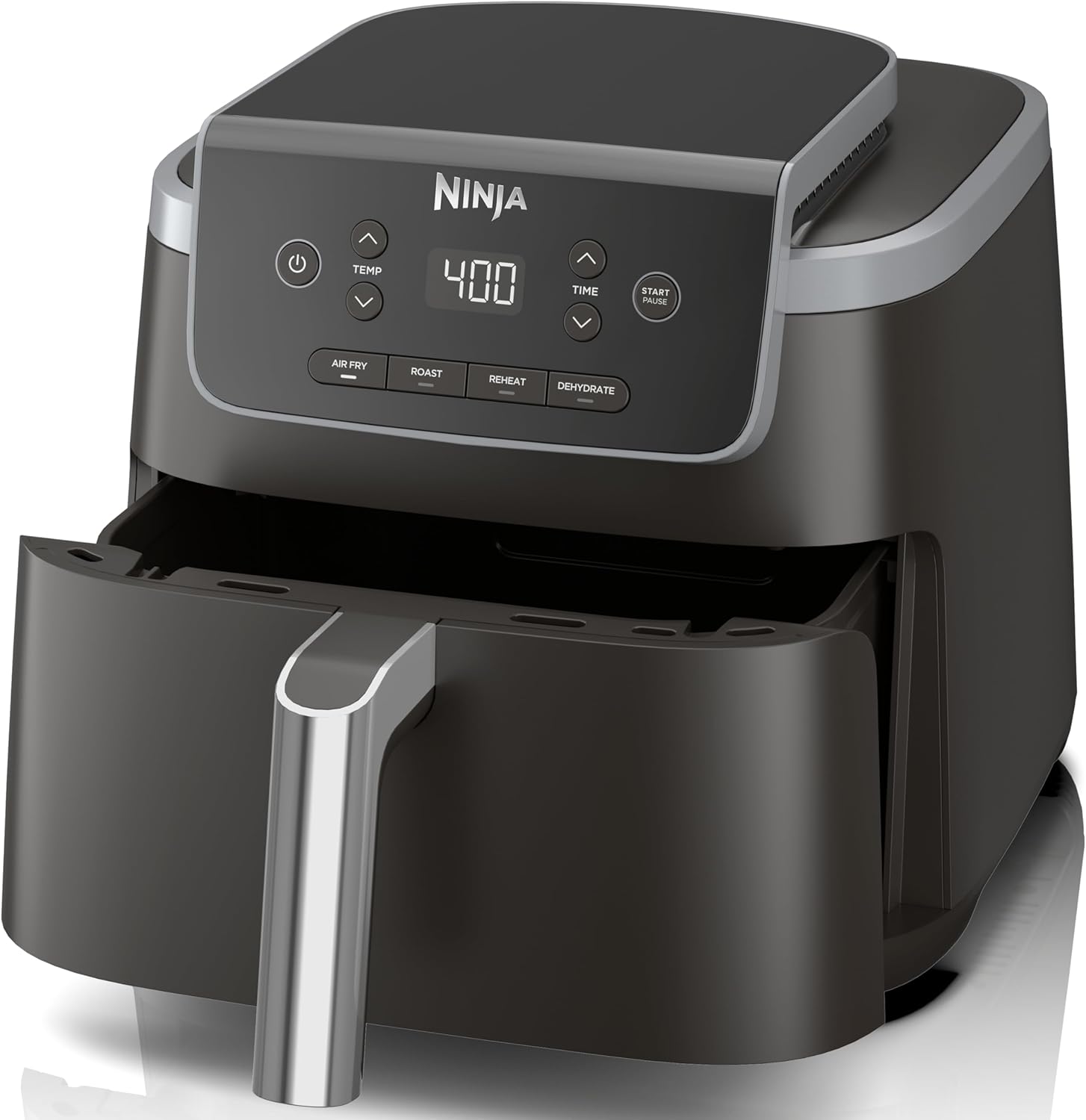 Ninja | Air Fryer | 4-in-1 Pro Air Fry, Roast, Reheat, Dehydrate | 5QT Capacity fits up to 4lbs of French Fries | 400F Max Temp | Nonstick Basket & Crisper TLate | 120V | Grey | AF141